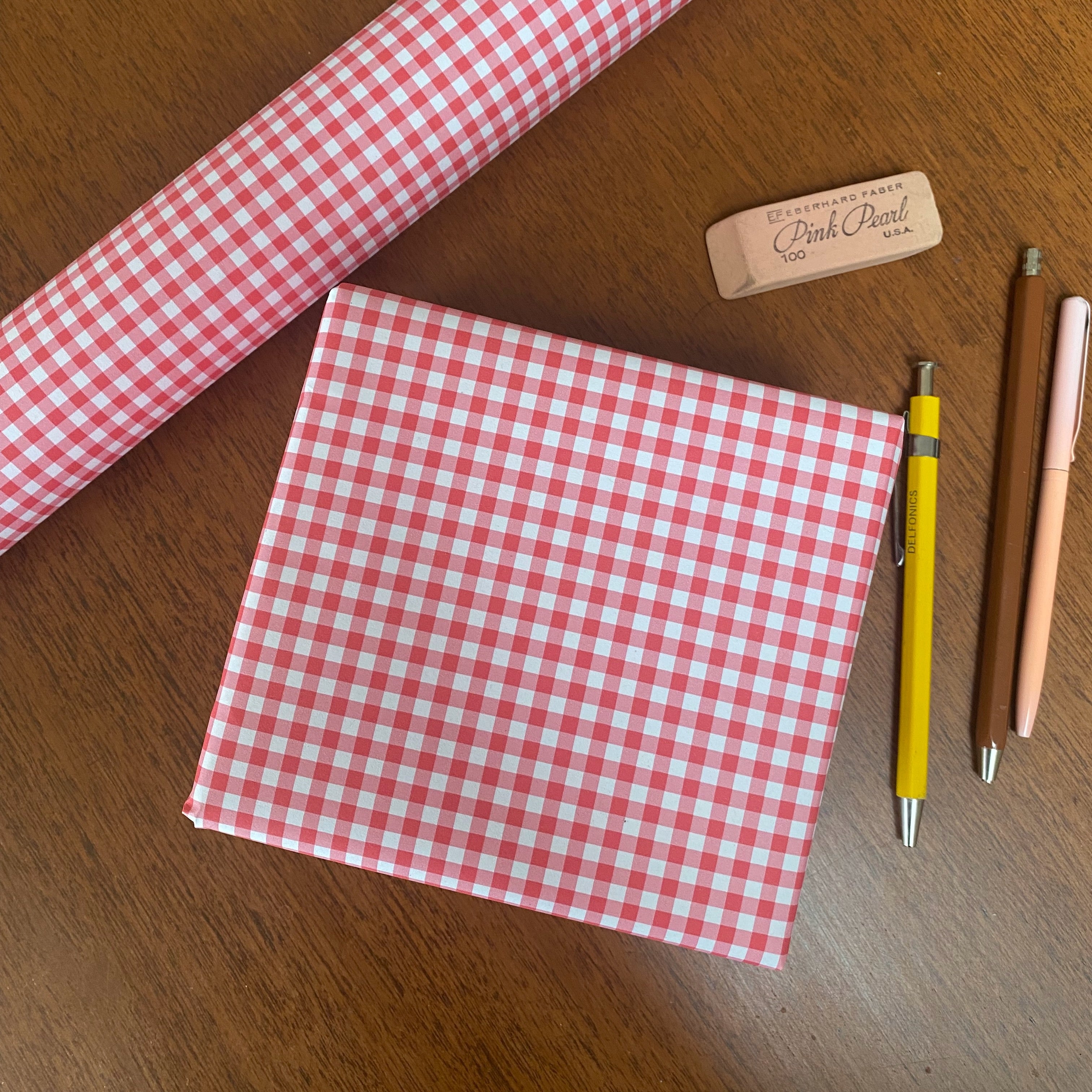 Red Gingham Paper Fibre Wrapping/Patterned Paper Sheet