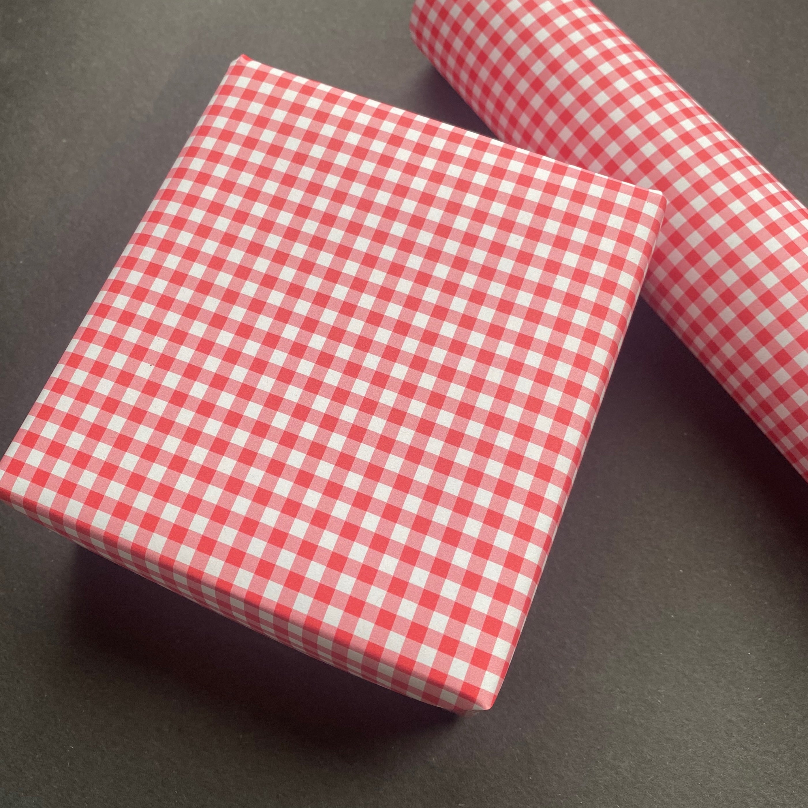 Red Gingham Paper Fibre Wrapping/Patterned Paper Sheet
