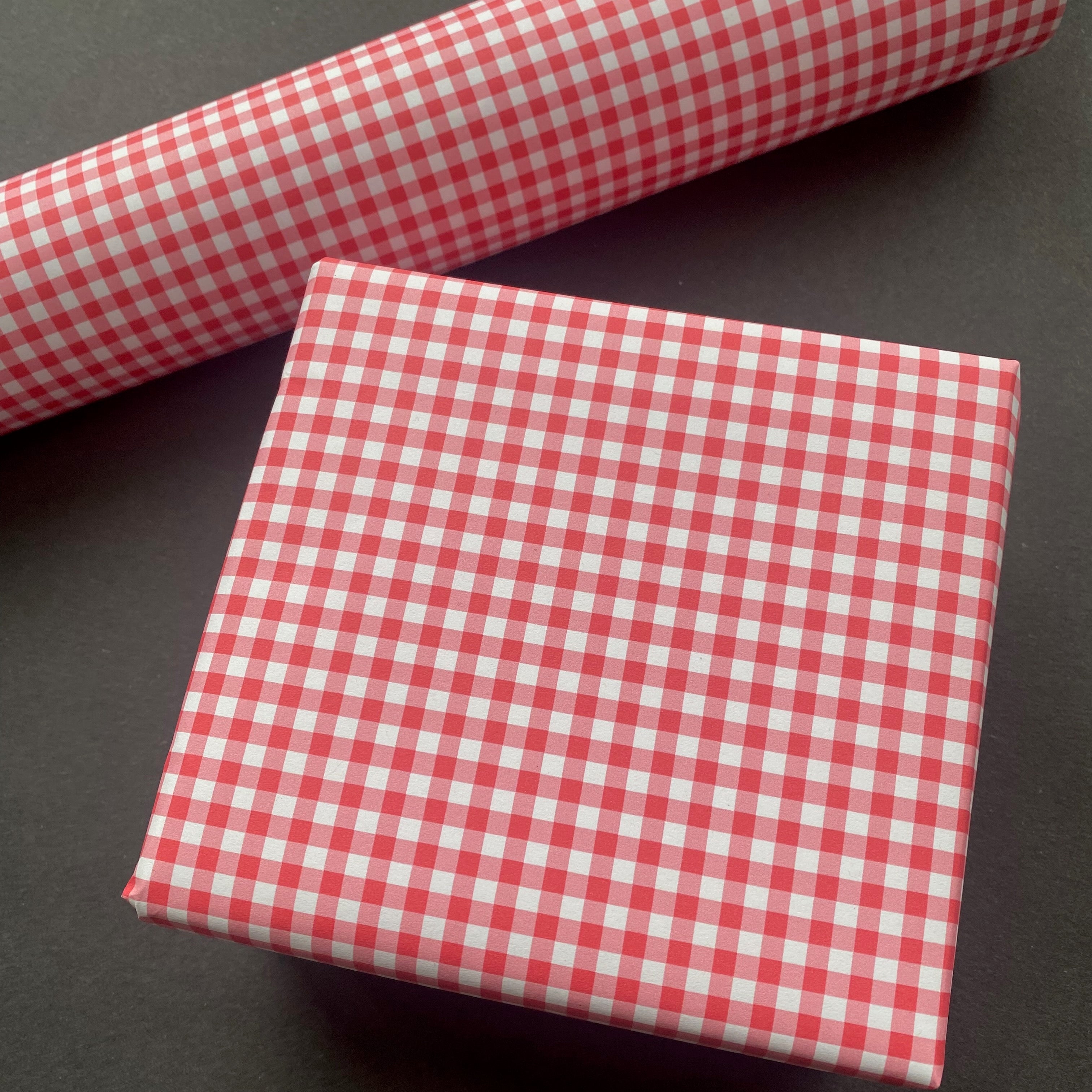 Red Gingham Paper Fibre Wrapping/Patterned Paper Sheet