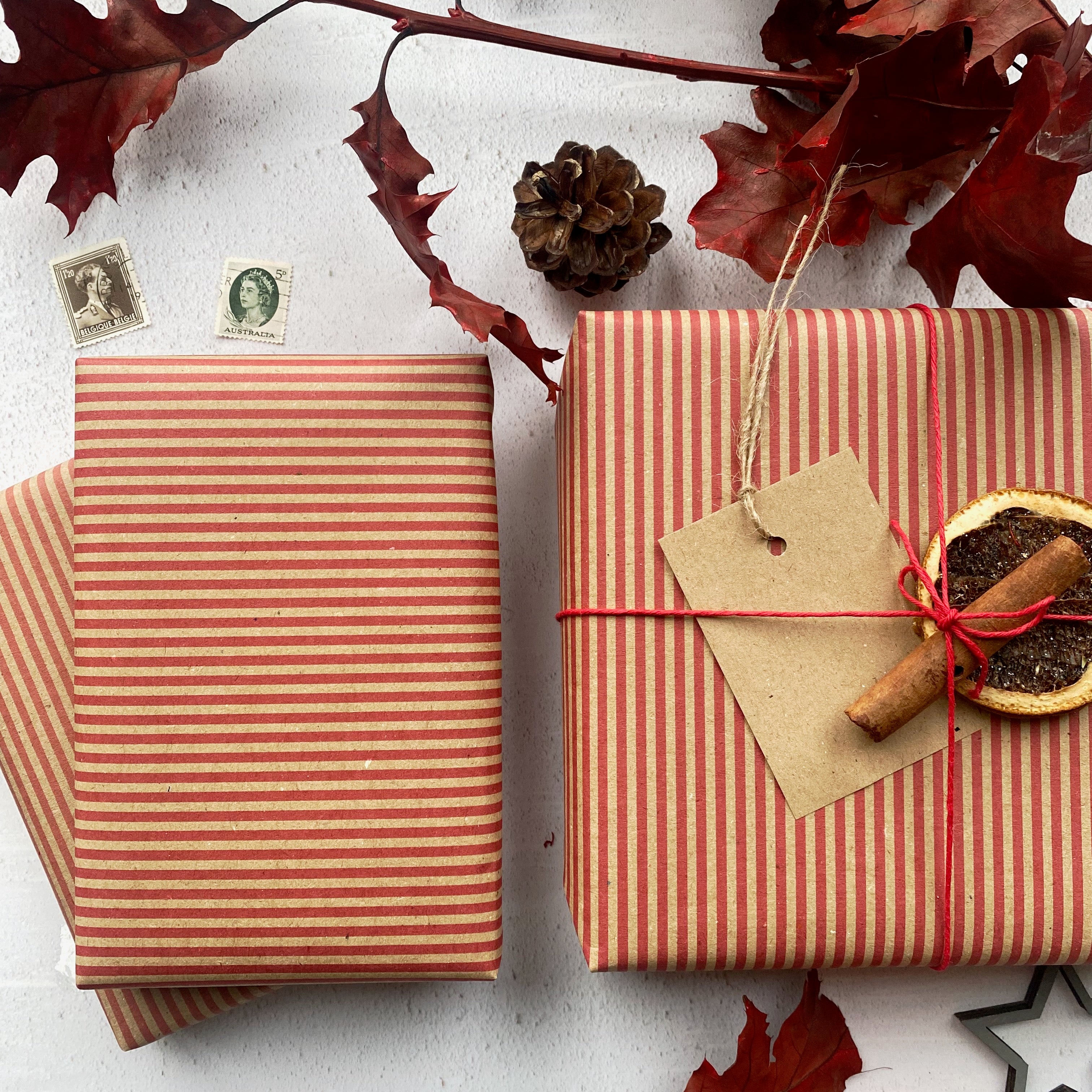 Red Stripe Paper Fibre Wrapping Paper