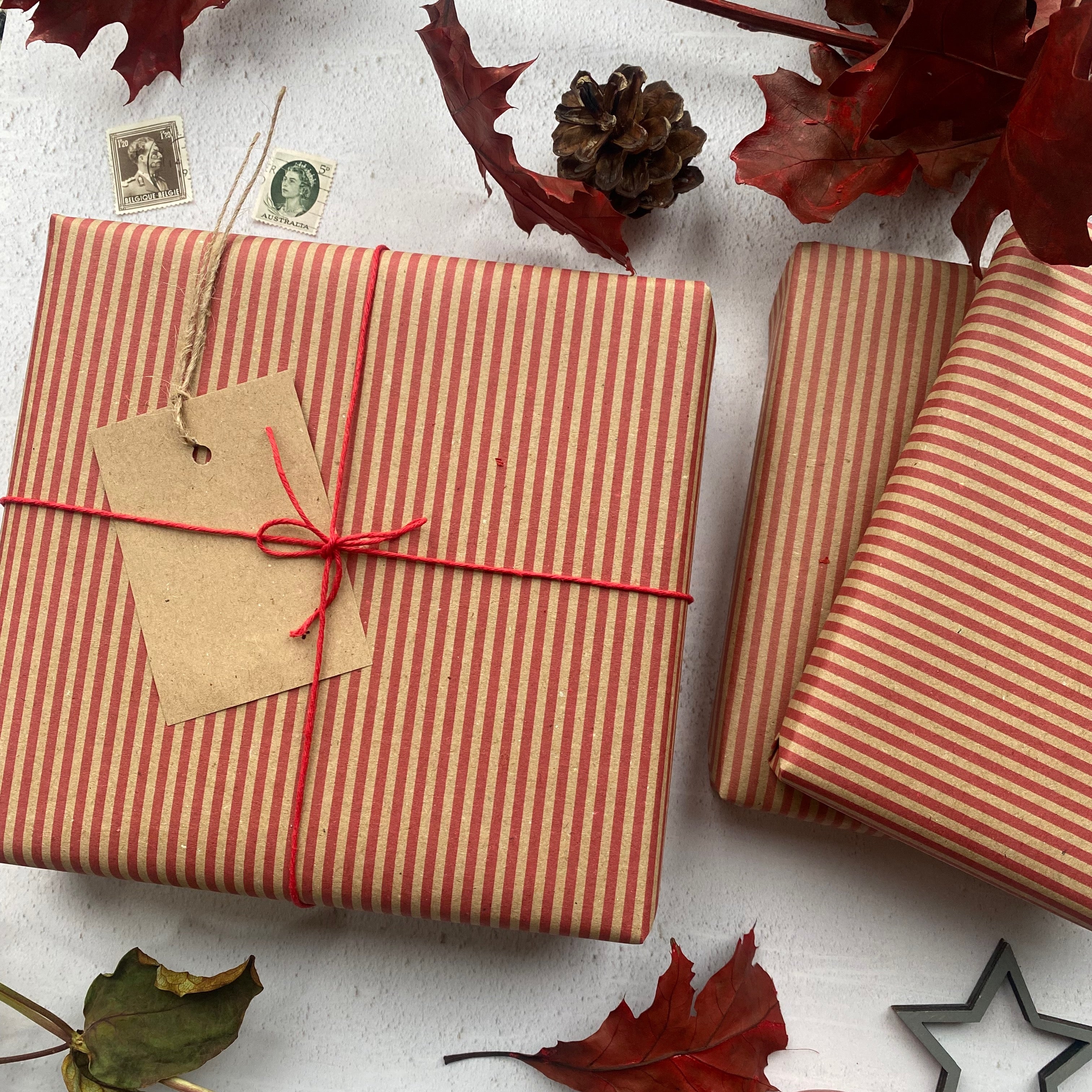 Red Stripe Paper Fibre Wrapping Paper