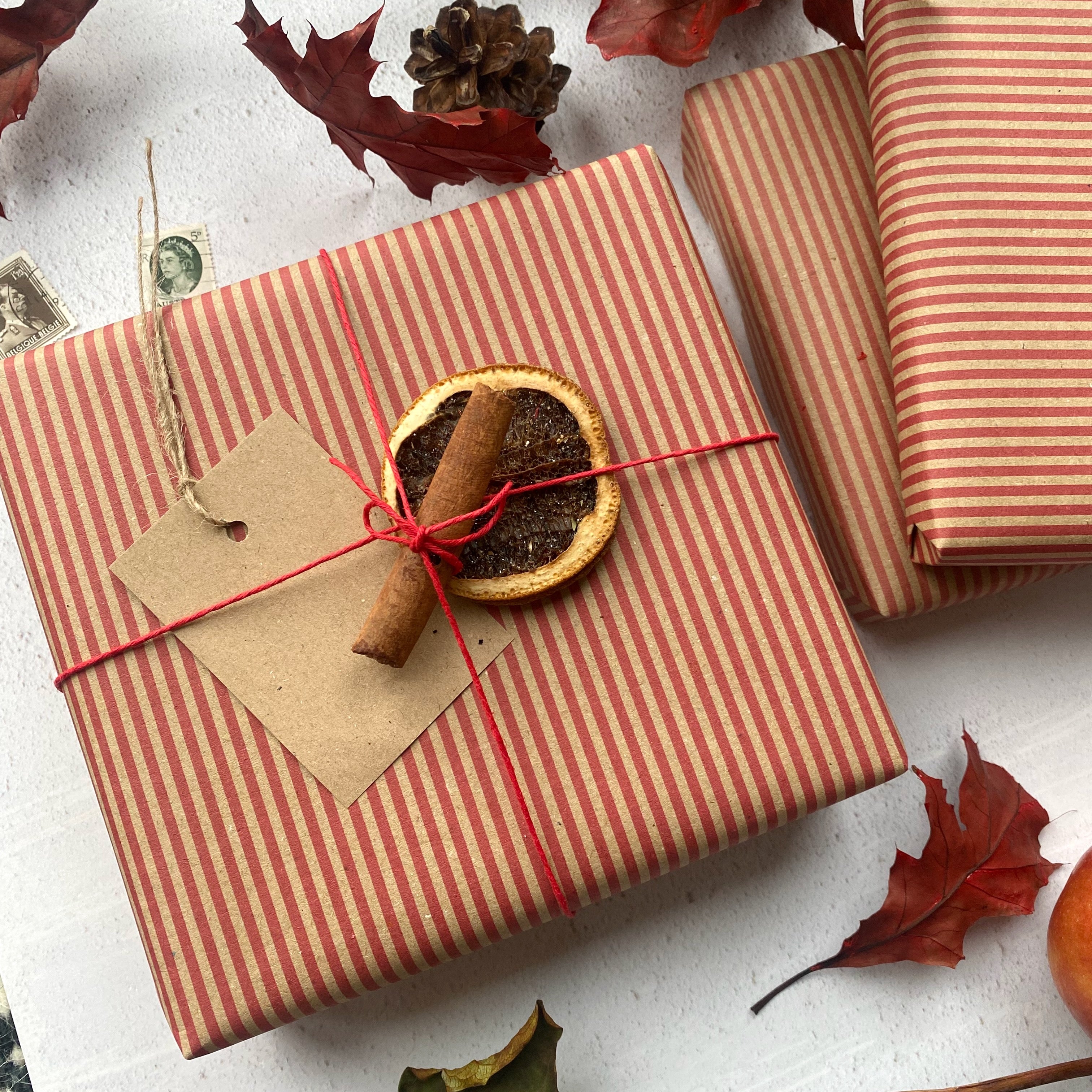Red Stripe Paper Fibre Wrapping Paper