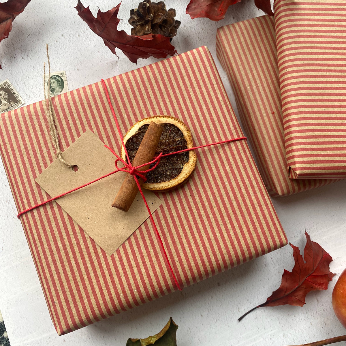 Red Stripe Paper Fibre Wrapping Paper