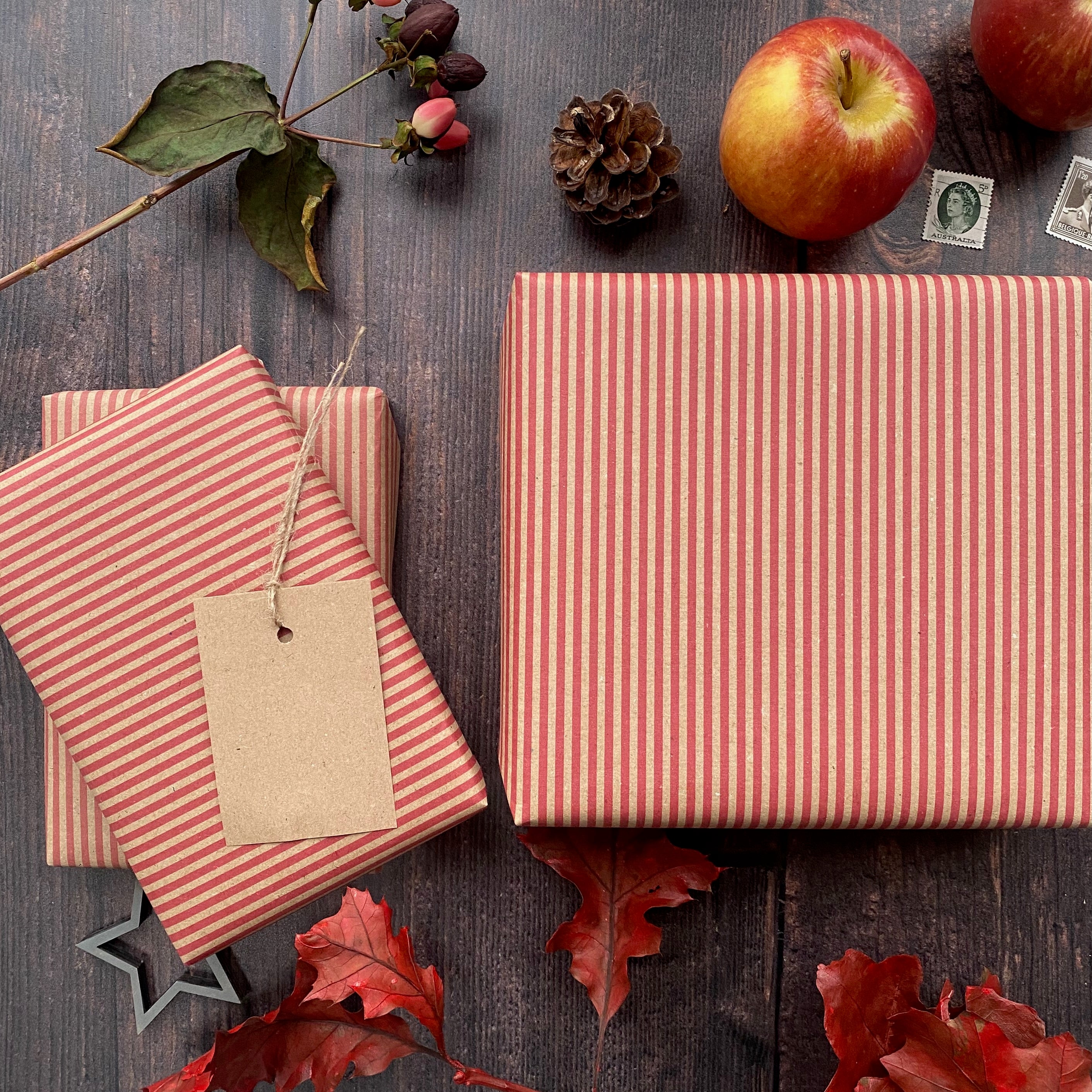 Red Stripe Paper Fibre Wrapping Paper