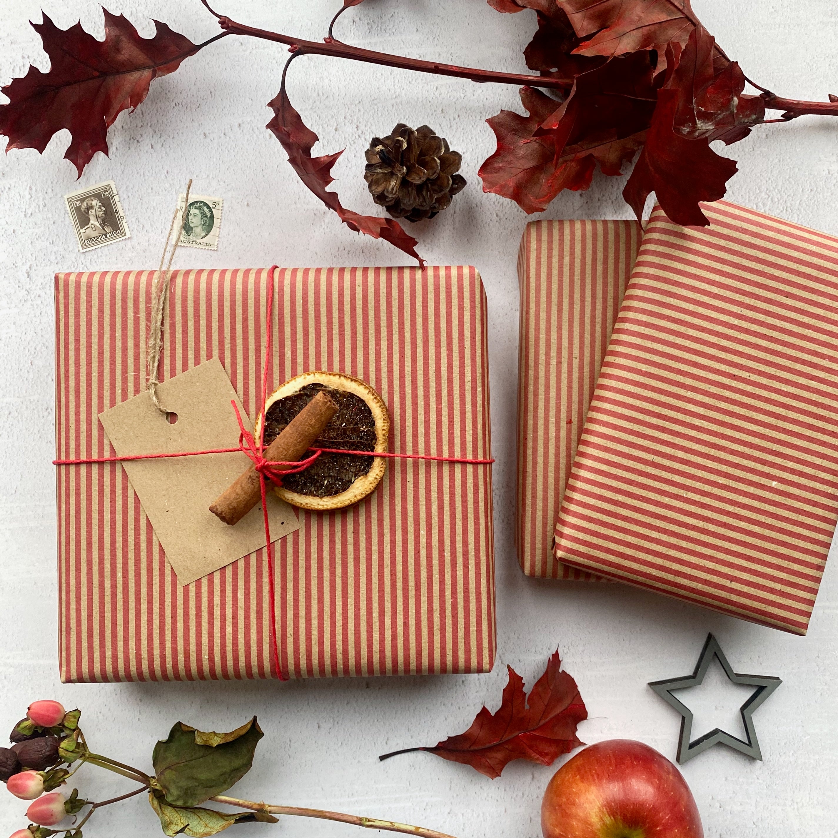 Red Stripe Paper Fibre Wrapping Paper