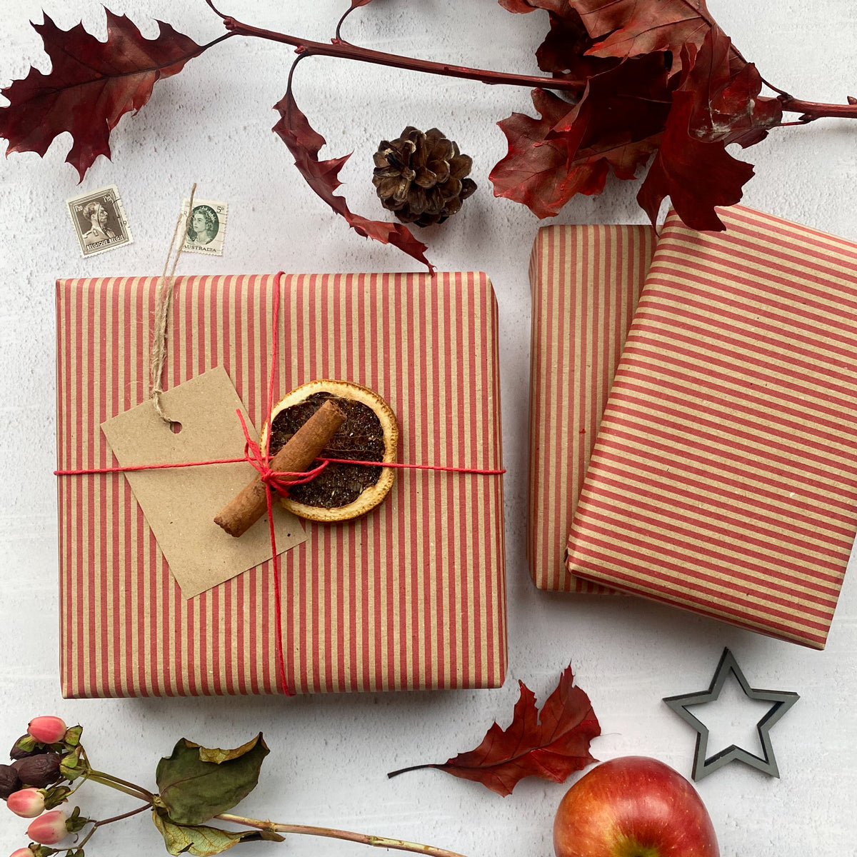 Red Stripe Paper Fibre Wrapping Paper