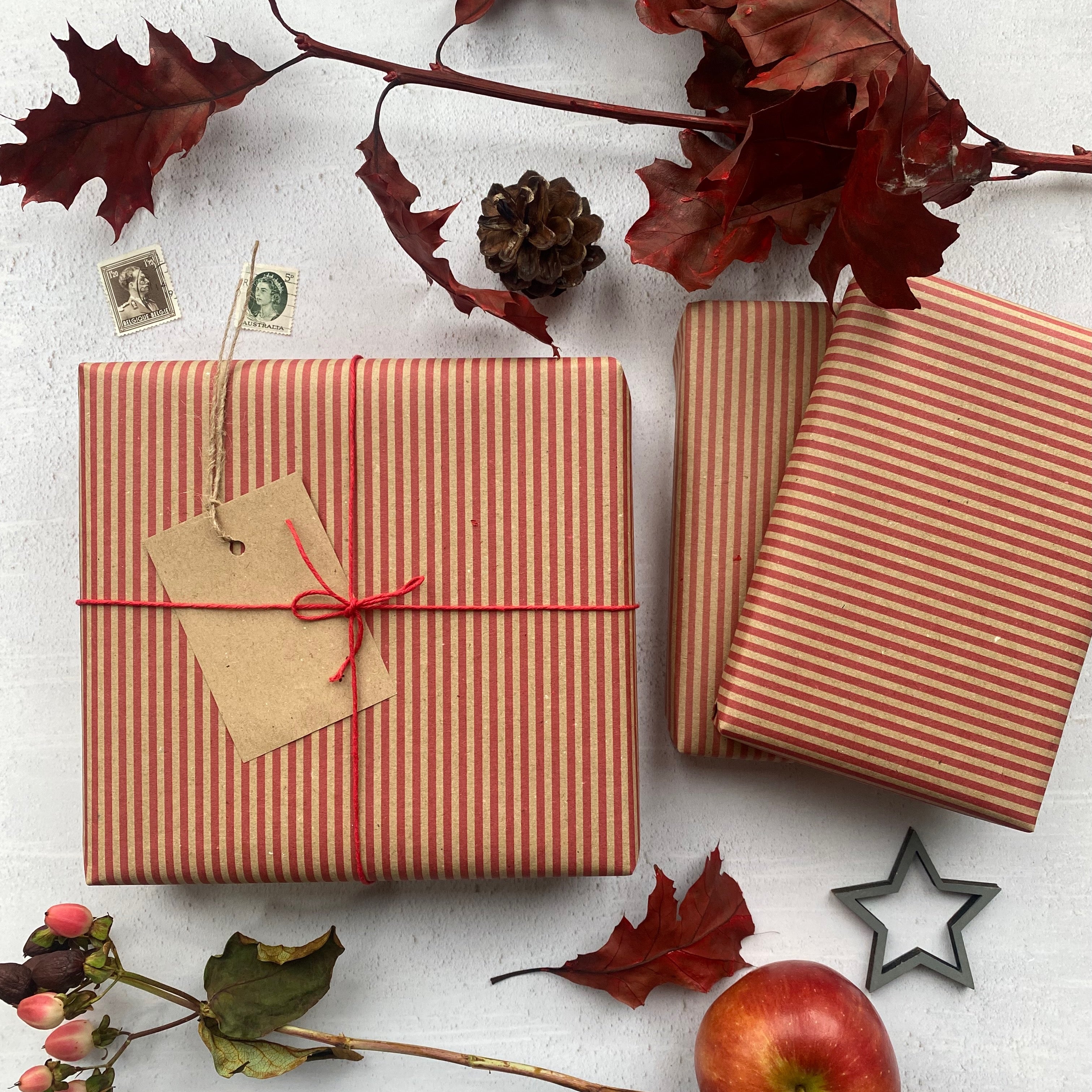 Red Stripe Paper Fibre Wrapping Paper