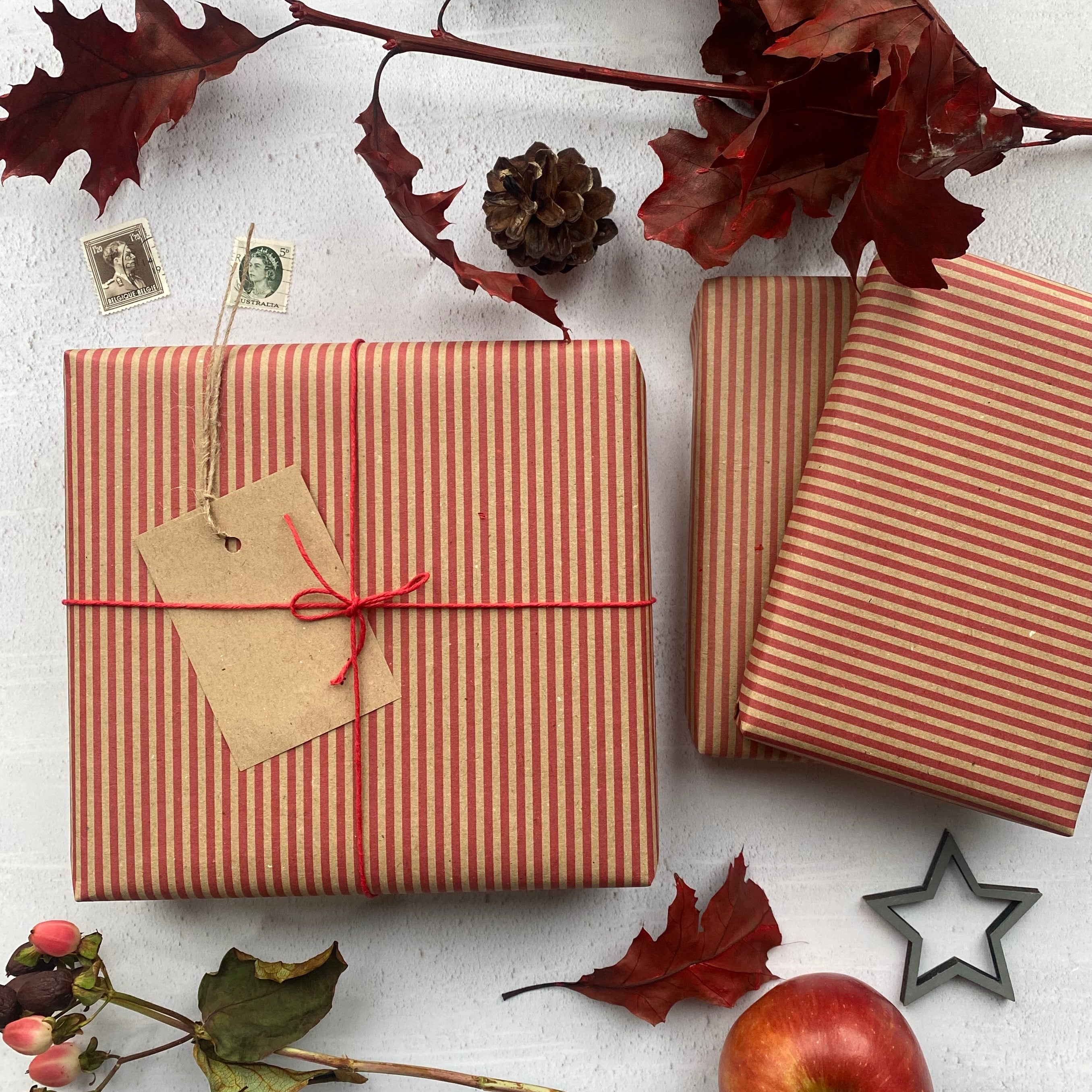 Red Stripe Paper Fibre Wrapping Paper