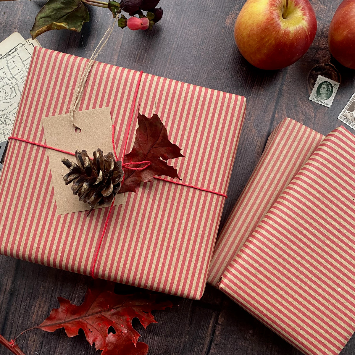 Red Stripe Paper Fibre Wrapping Paper