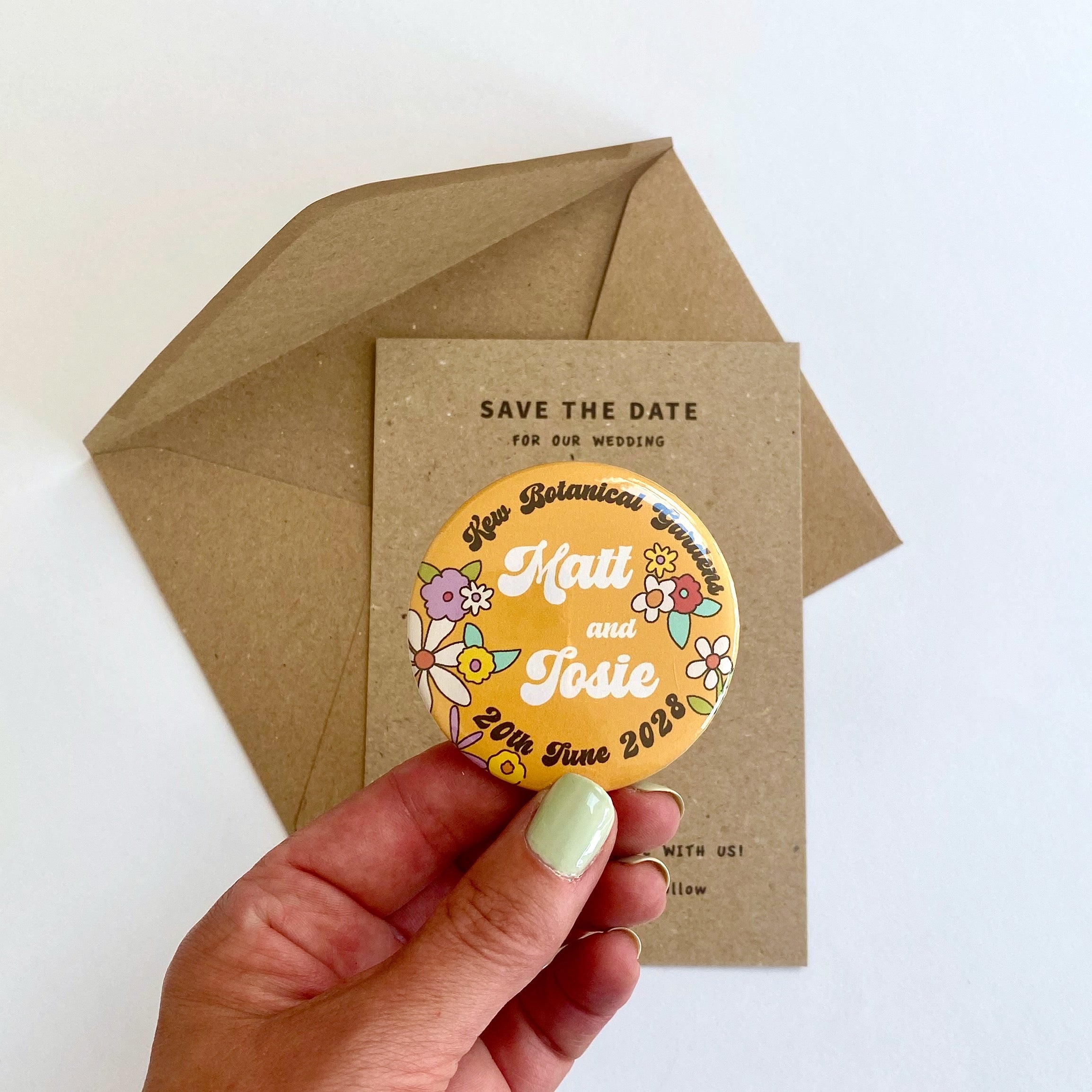 Retro Floral Save The Date Magnet