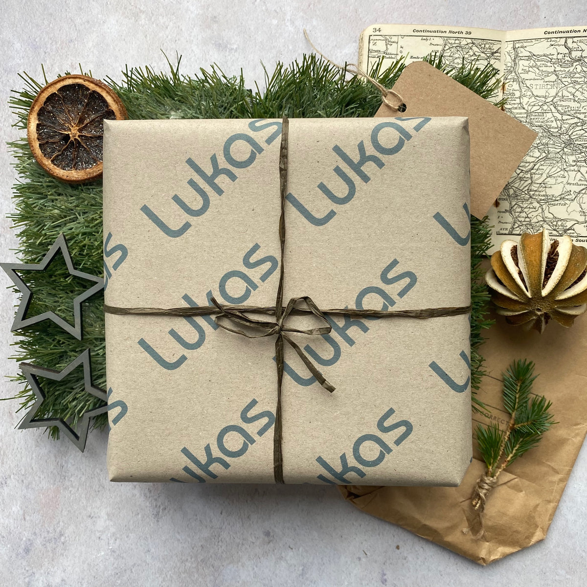 Retro Vintage Christmas Personalised Name Wrapping Paper Set