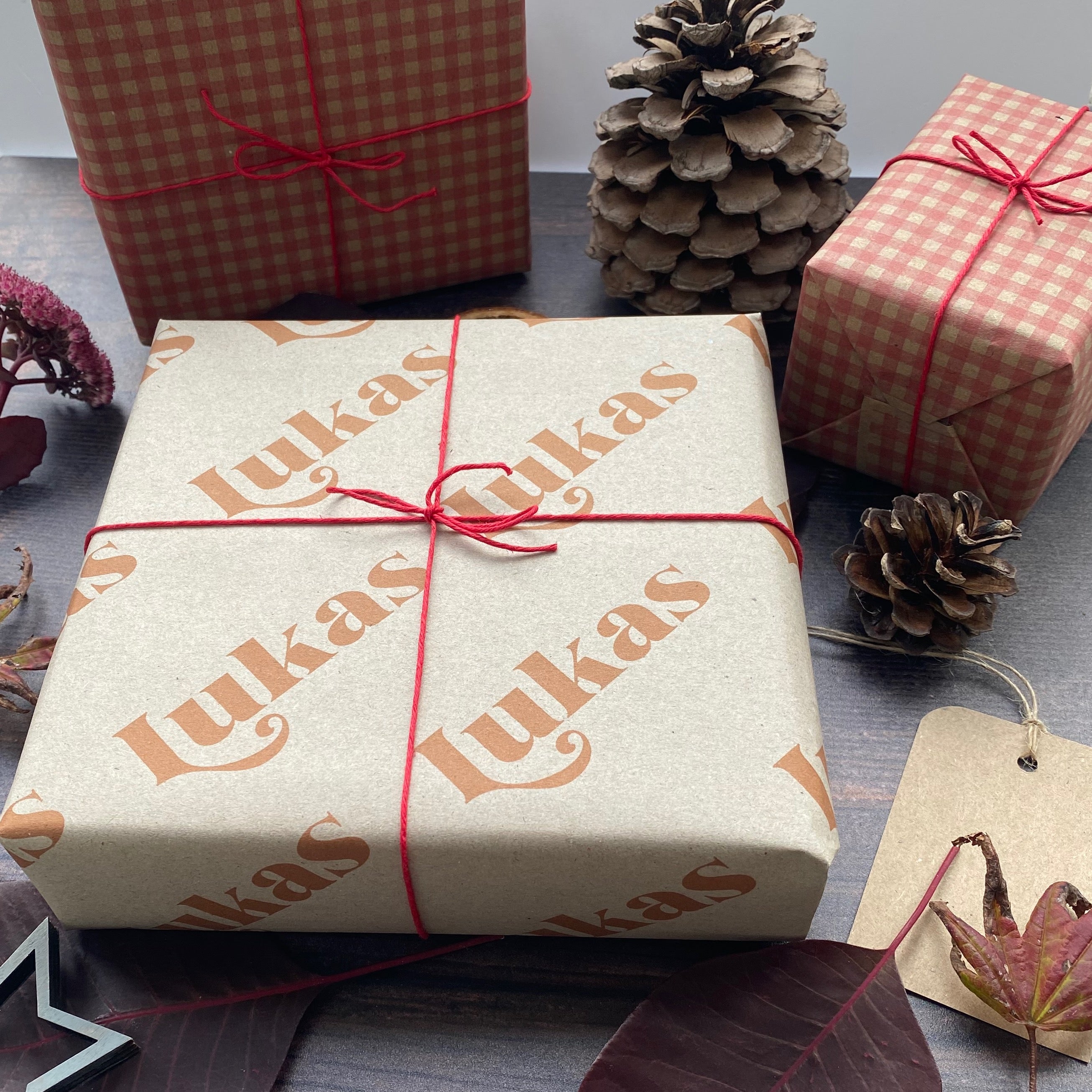 Retro Christmas Personalised Name Wrapping Paper Set