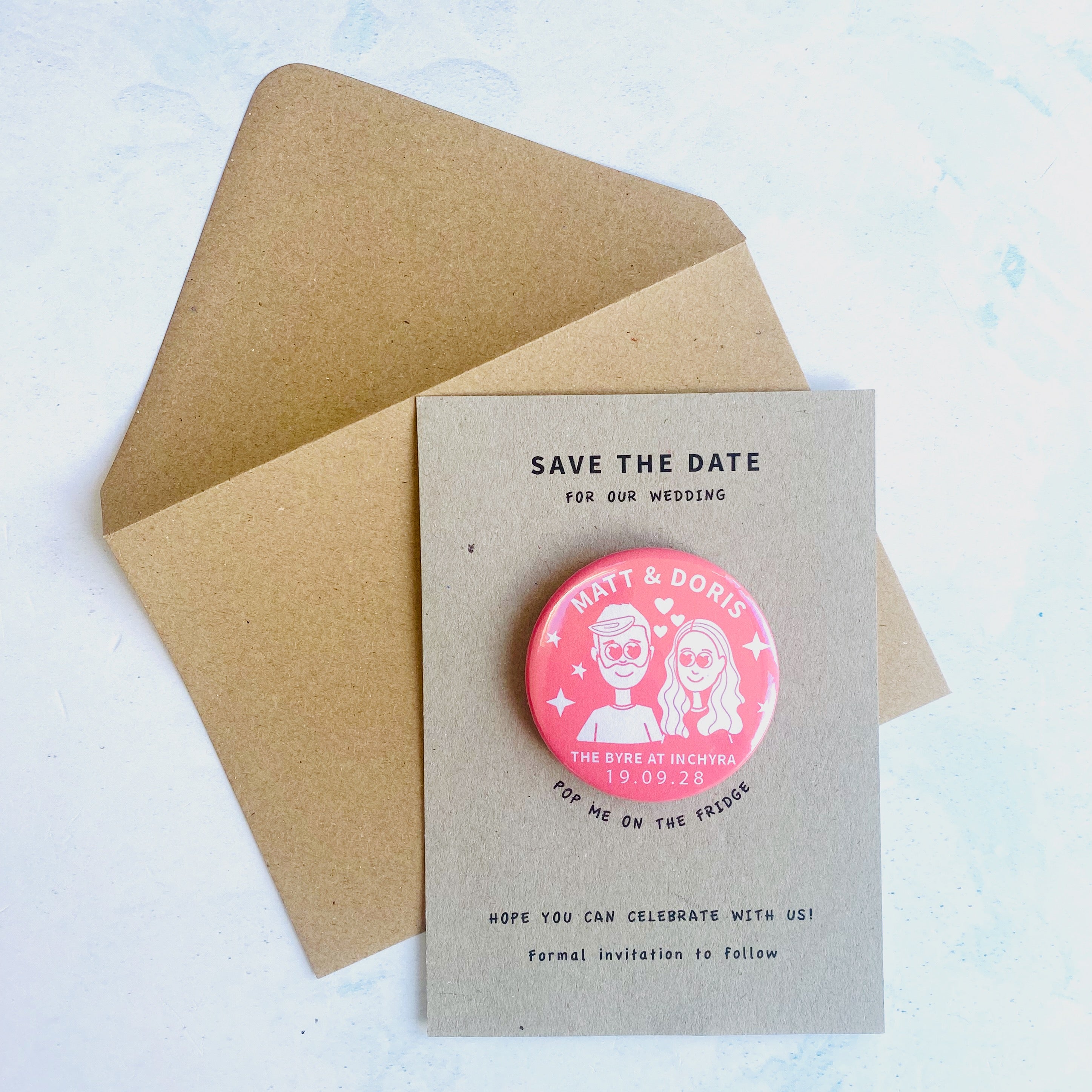 Cartoon Heart Eyes Save The Date Wedding Magnet