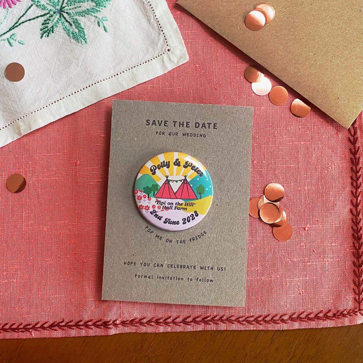 Colourful Fun Tipi Save The Date