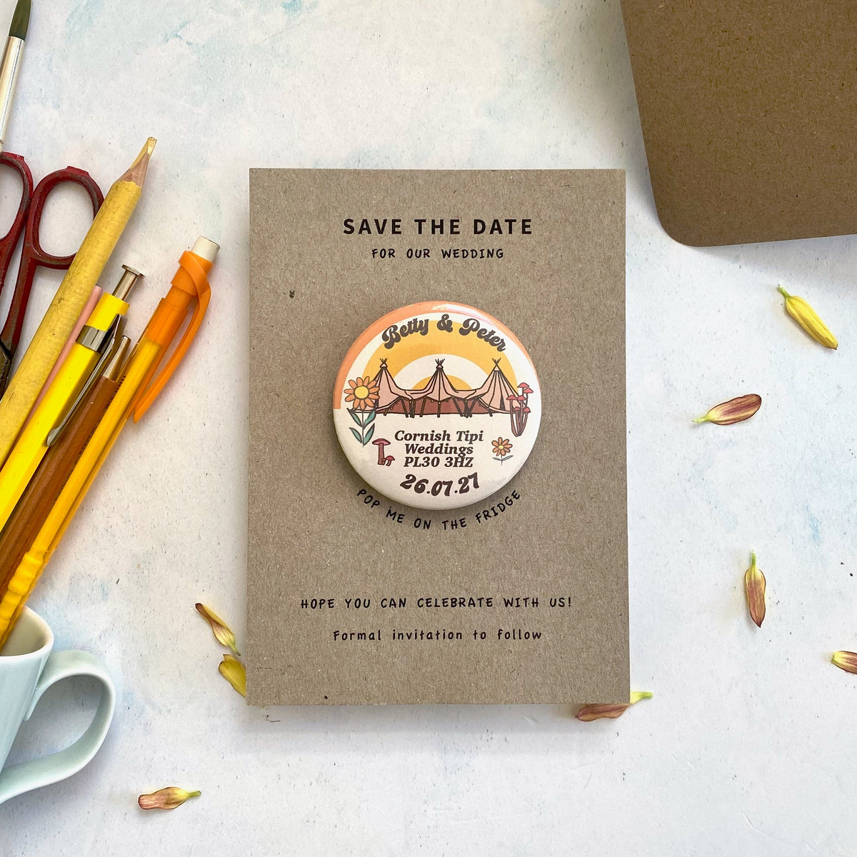 Retro Tipi Magnet Save the Date