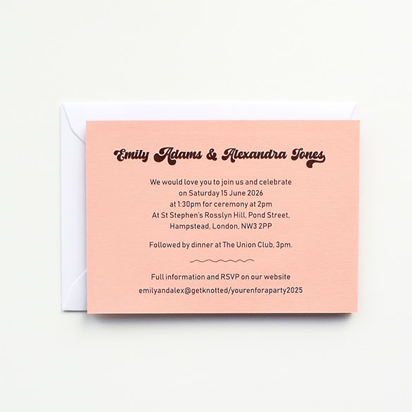 Illustrated Bespoke Map Invitation - our story retro rainbow