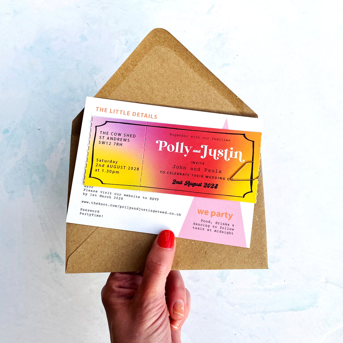 Festival Ticket Wedding Invitation - Retro