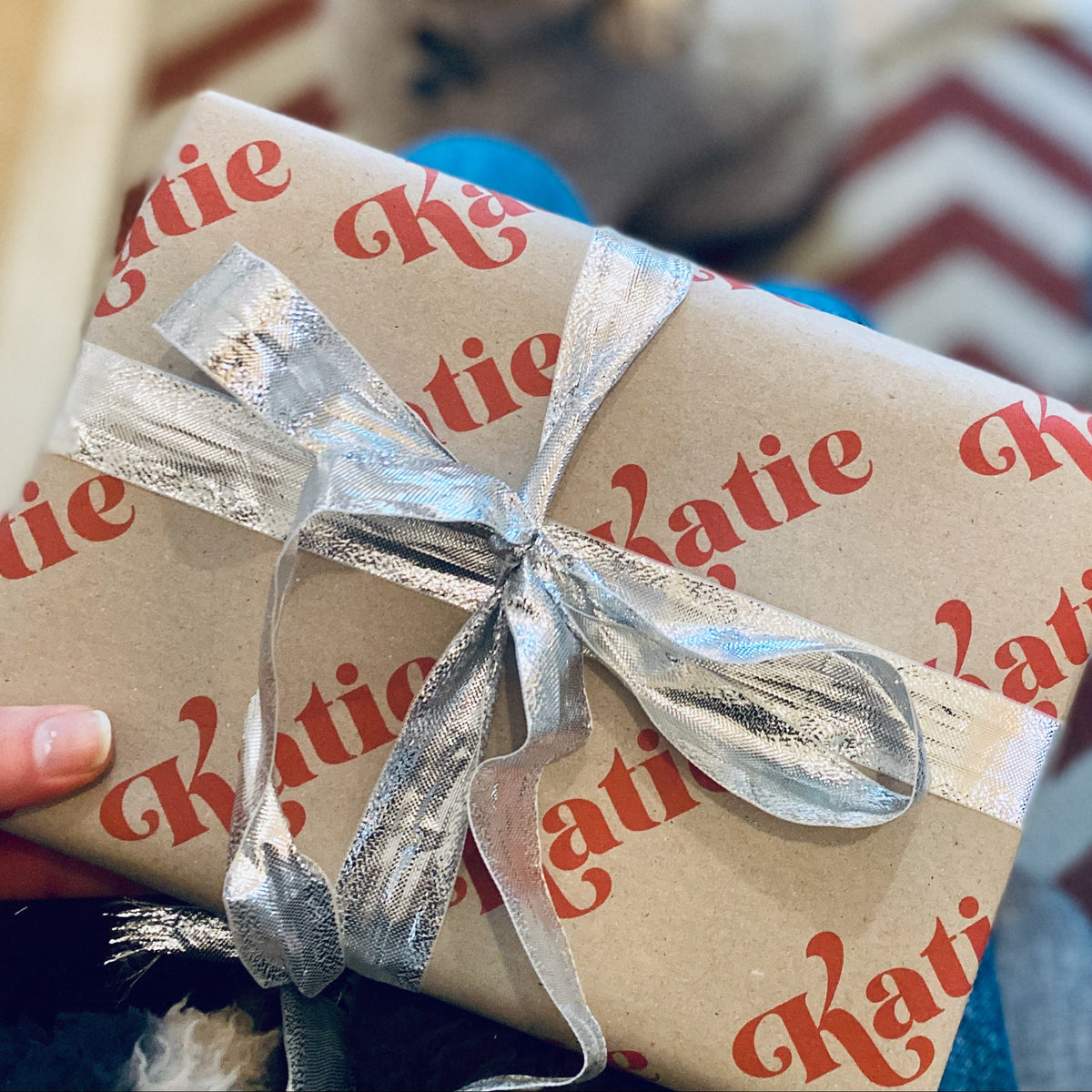 Retro Name Personalised Christmas Wrapping Paper