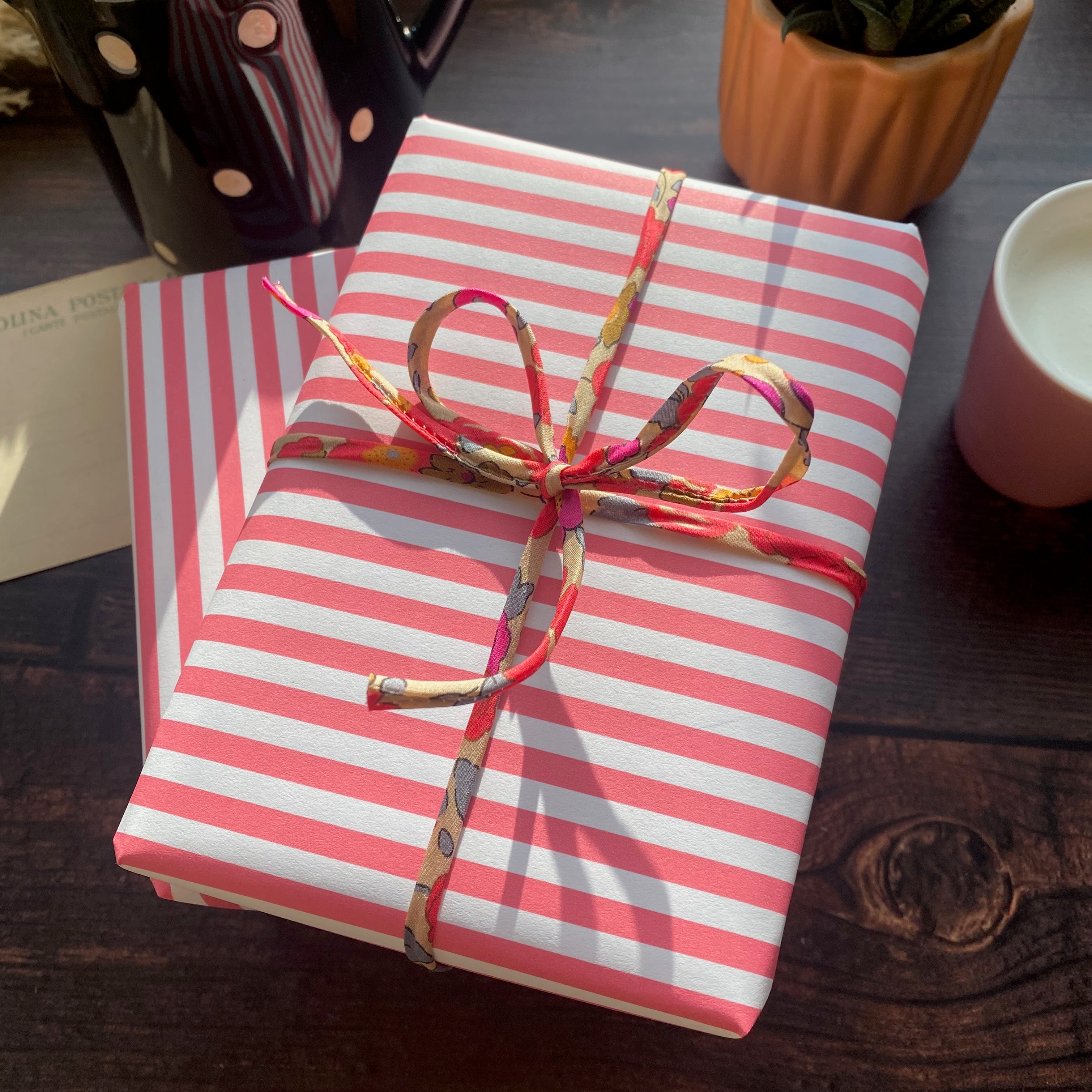 Pink Wide Stripe Paper Fibre 45 x 320mm Size Wrapping/Patterned Paper Sheet (Copy)