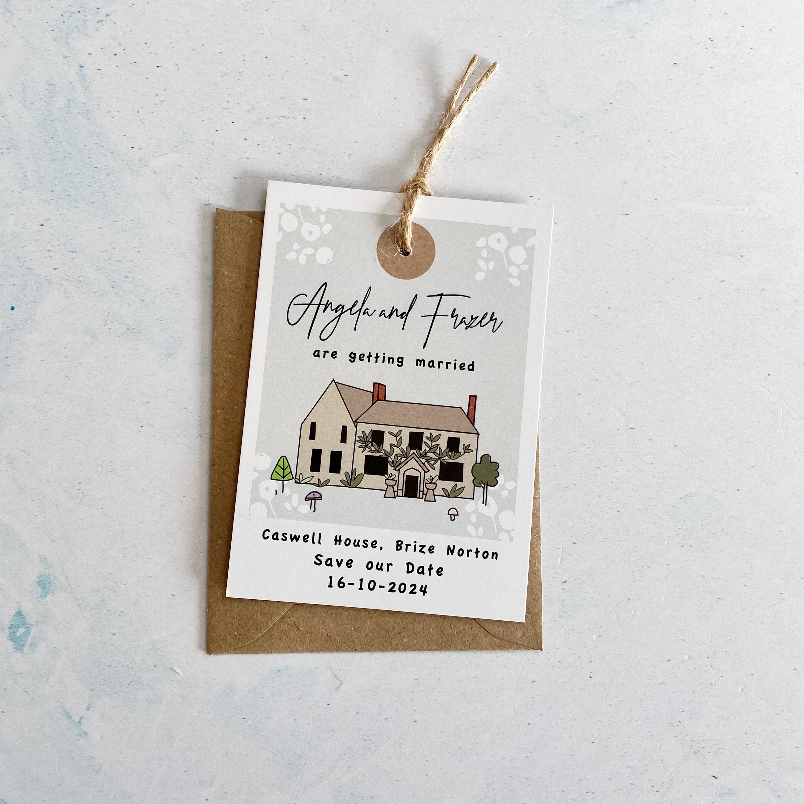 Wedding Venue Bespoke Illustration Luggage Tag