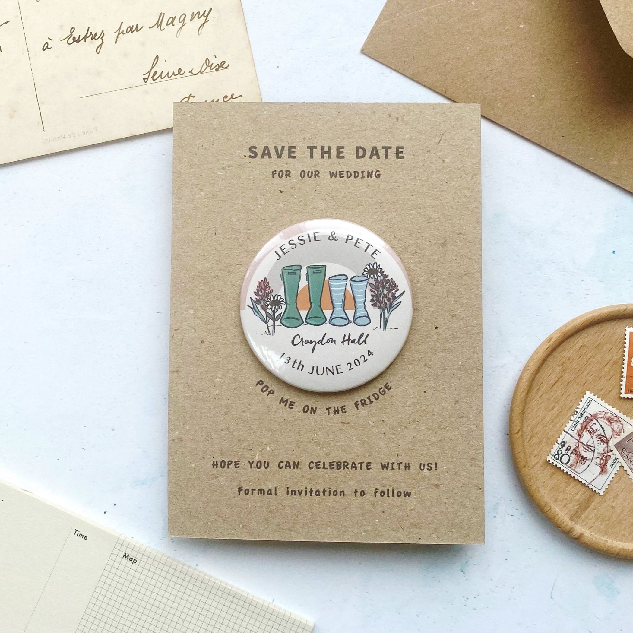 Magnet Save The Date Wellie and Rainbow