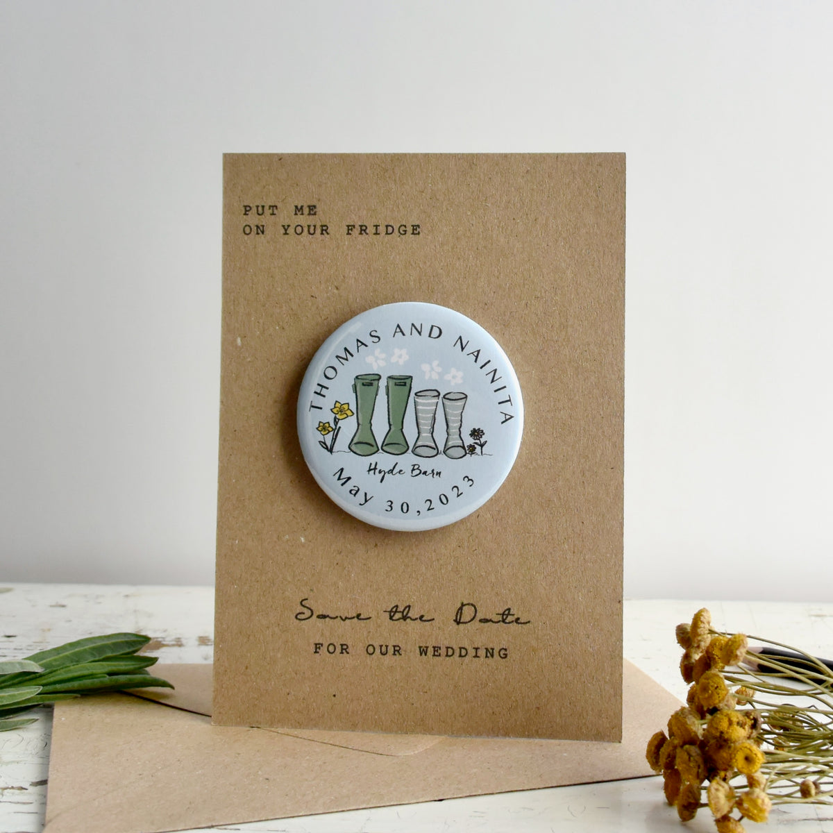 Wellie and Wildflower Magnet Save The Date
