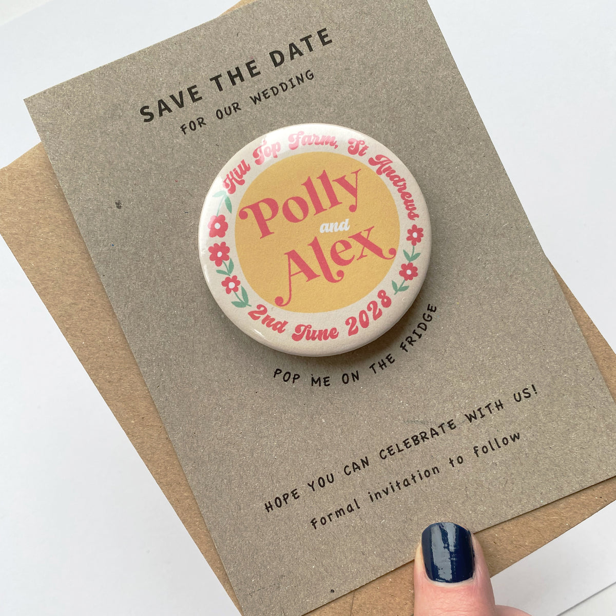 Save The Date Retro Ditsy Floral Wedding Magnet