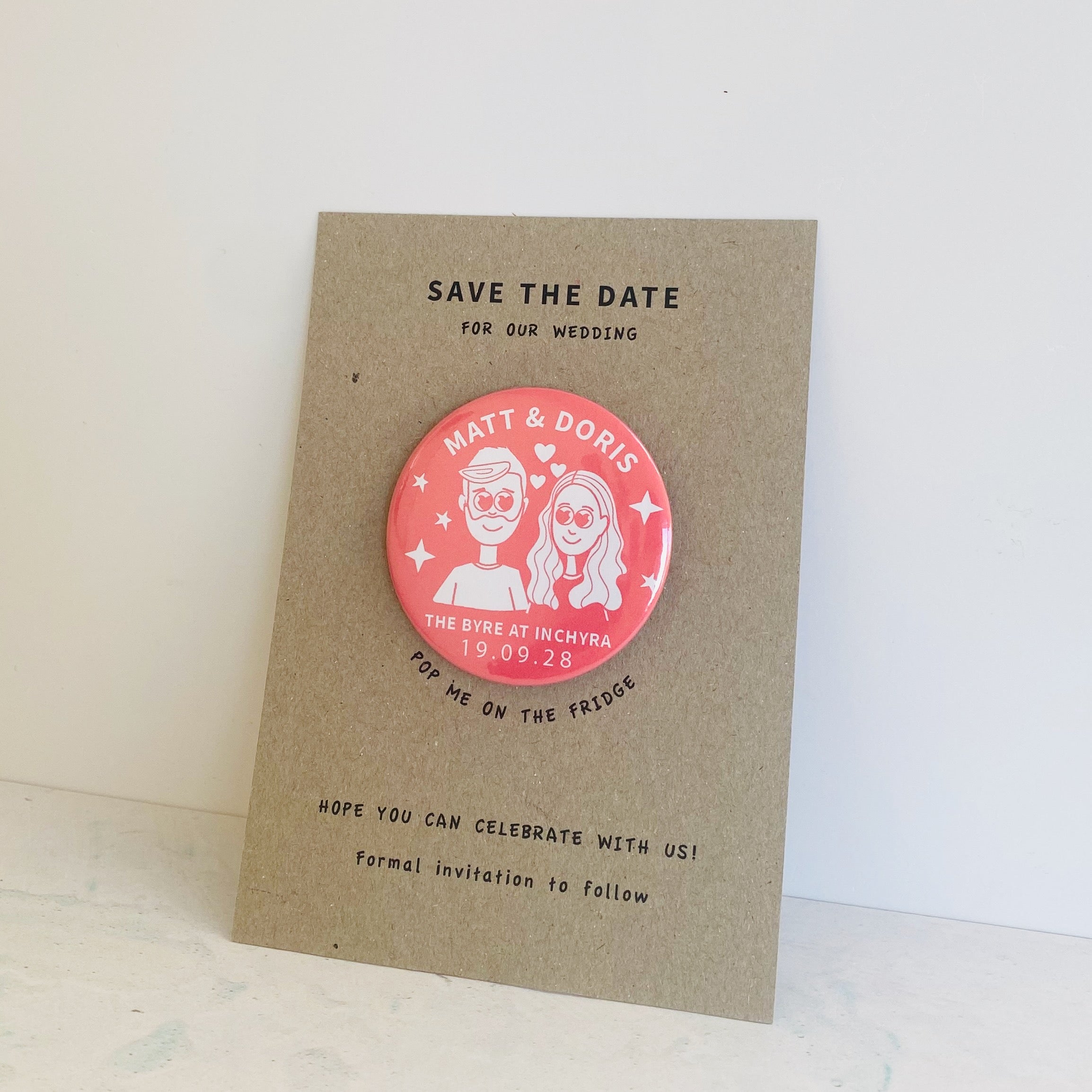 Cartoon Heart Eyes Save The Date Wedding Magnet