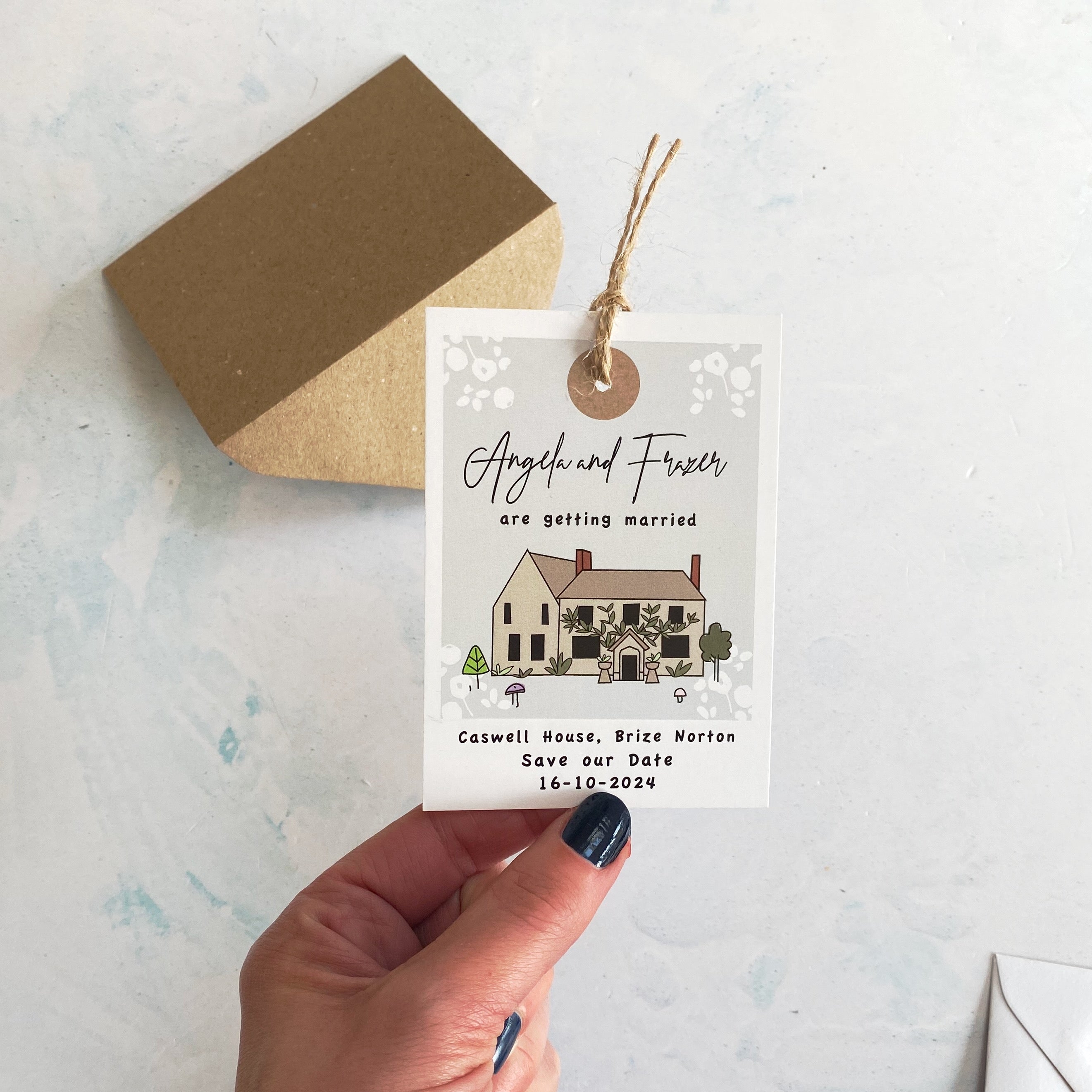 Wedding Venue Bespoke Illustration Luggage Tag