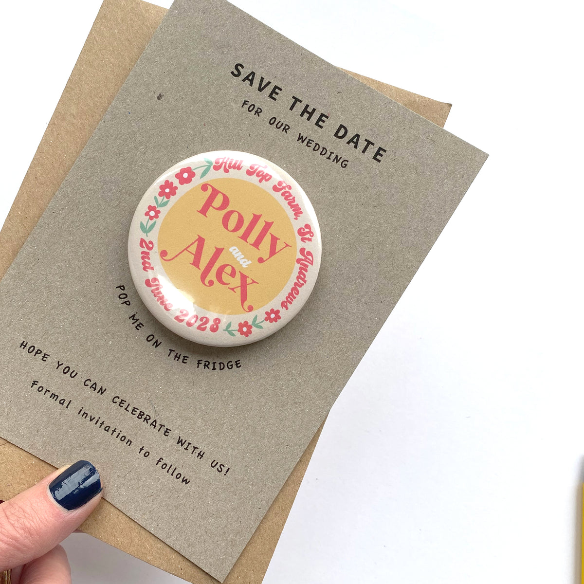 Save The Date Retro Ditsy Floral Wedding Magnet