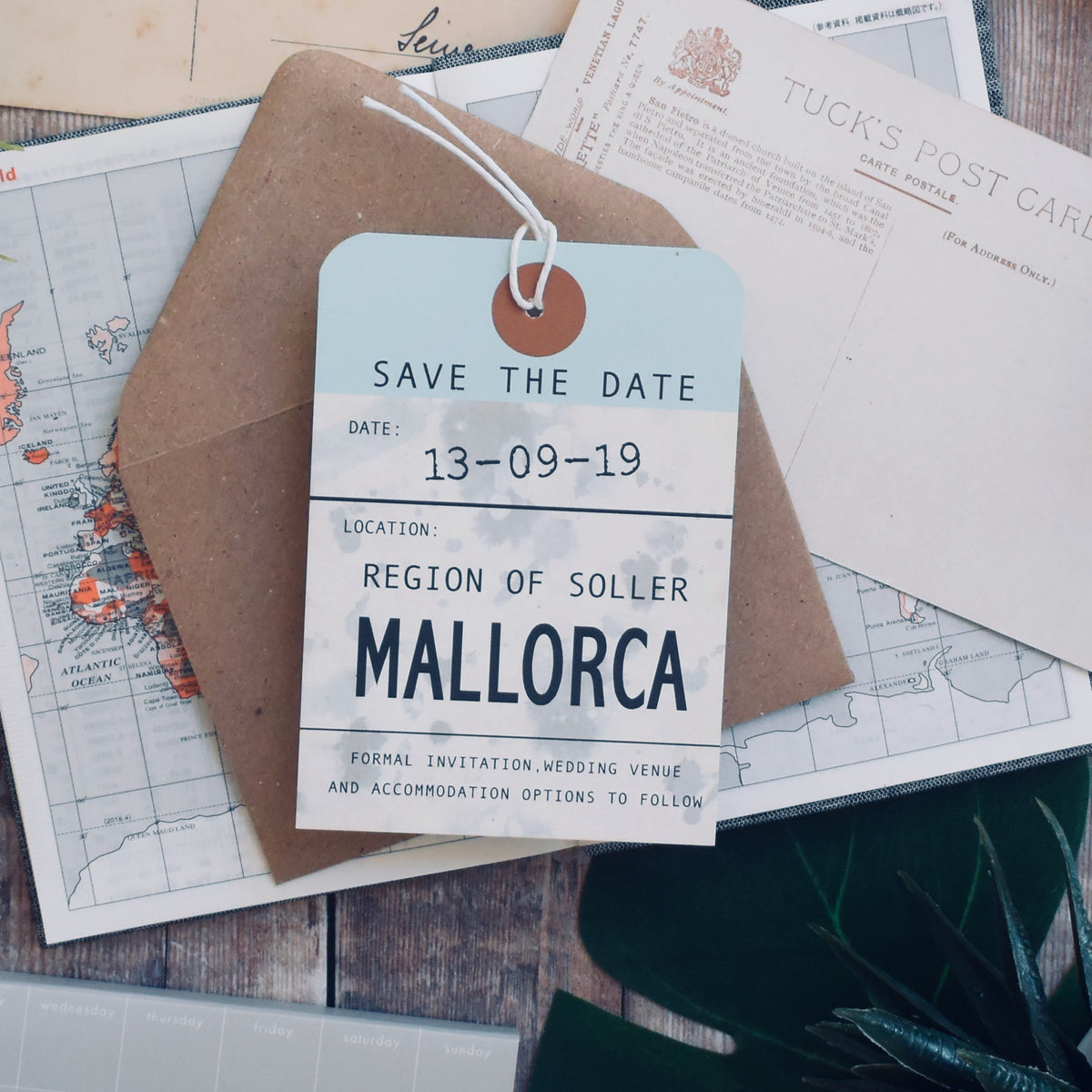 Vintage Style 'Pack Your Bags' Luggage Tag Save The Date
