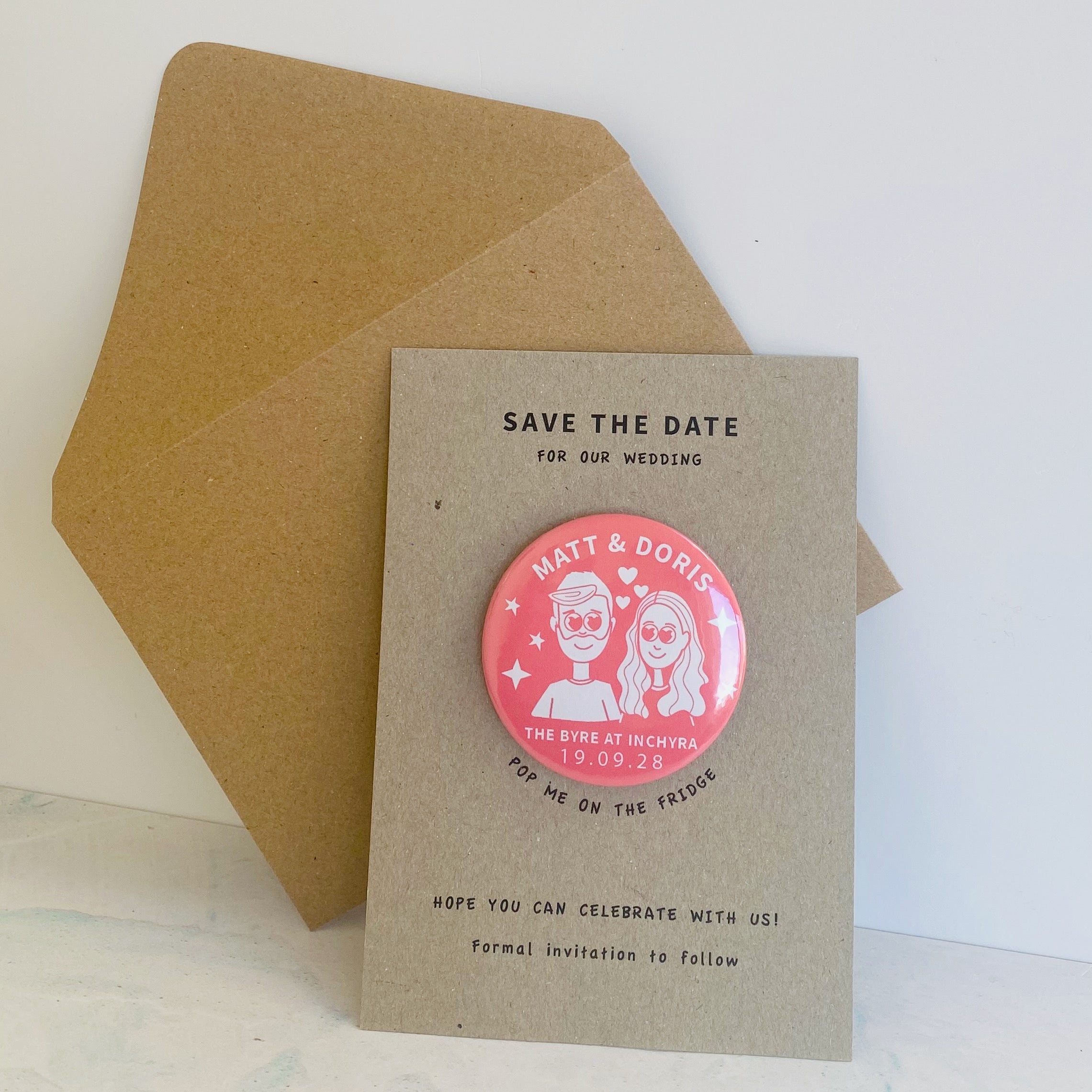 Cartoon Heart Eyes Save The Date Wedding Magnet