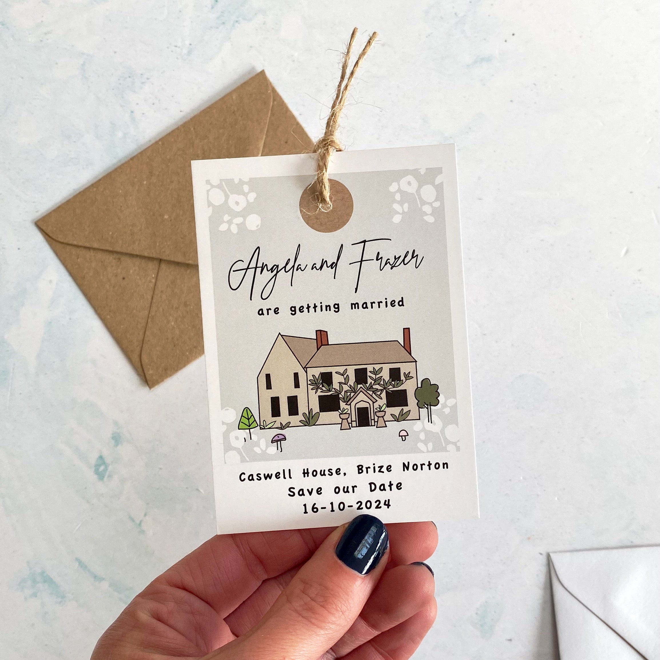 Wedding Venue Bespoke Illustration Luggage Tag