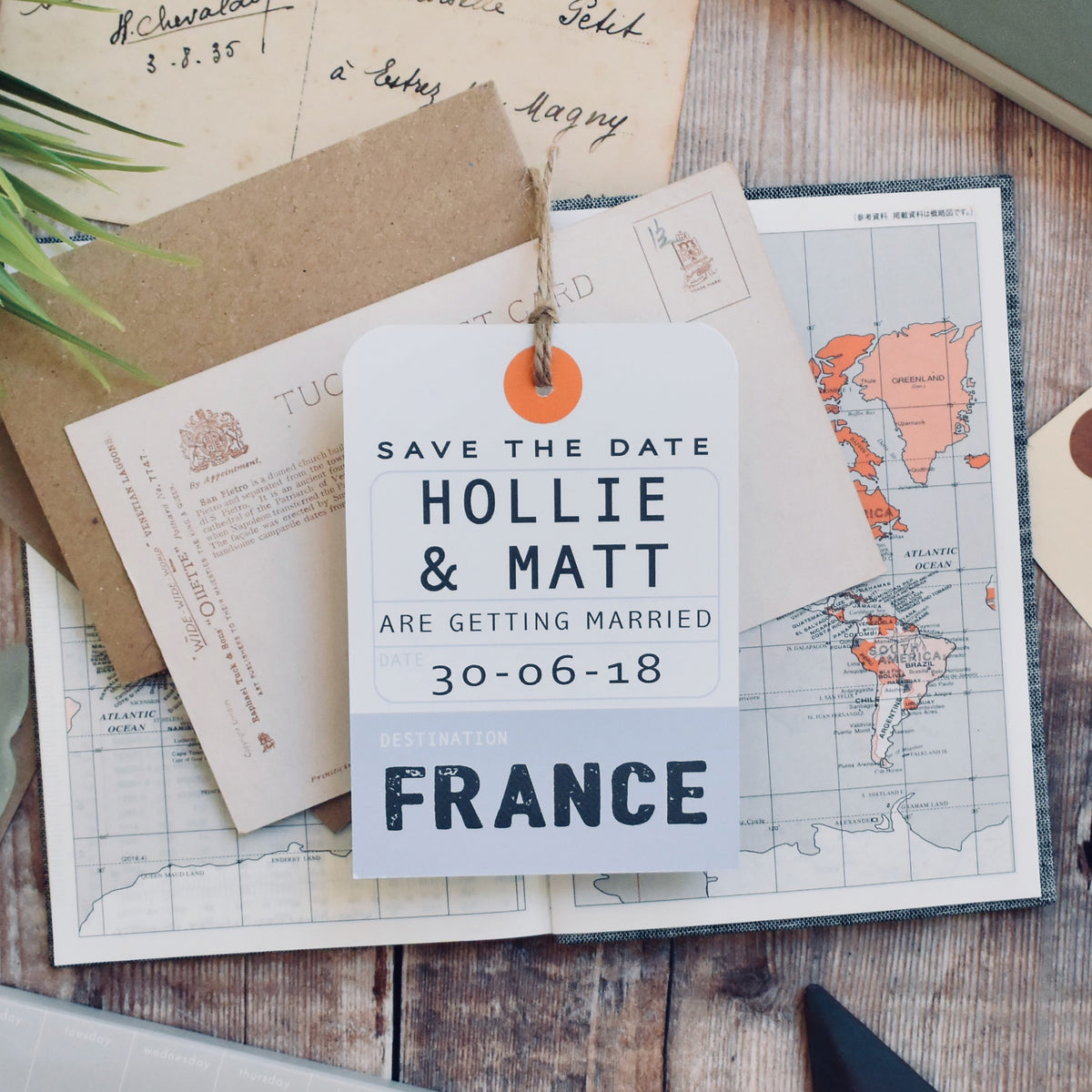 Retro Style  Luggage Tag Save The Date
