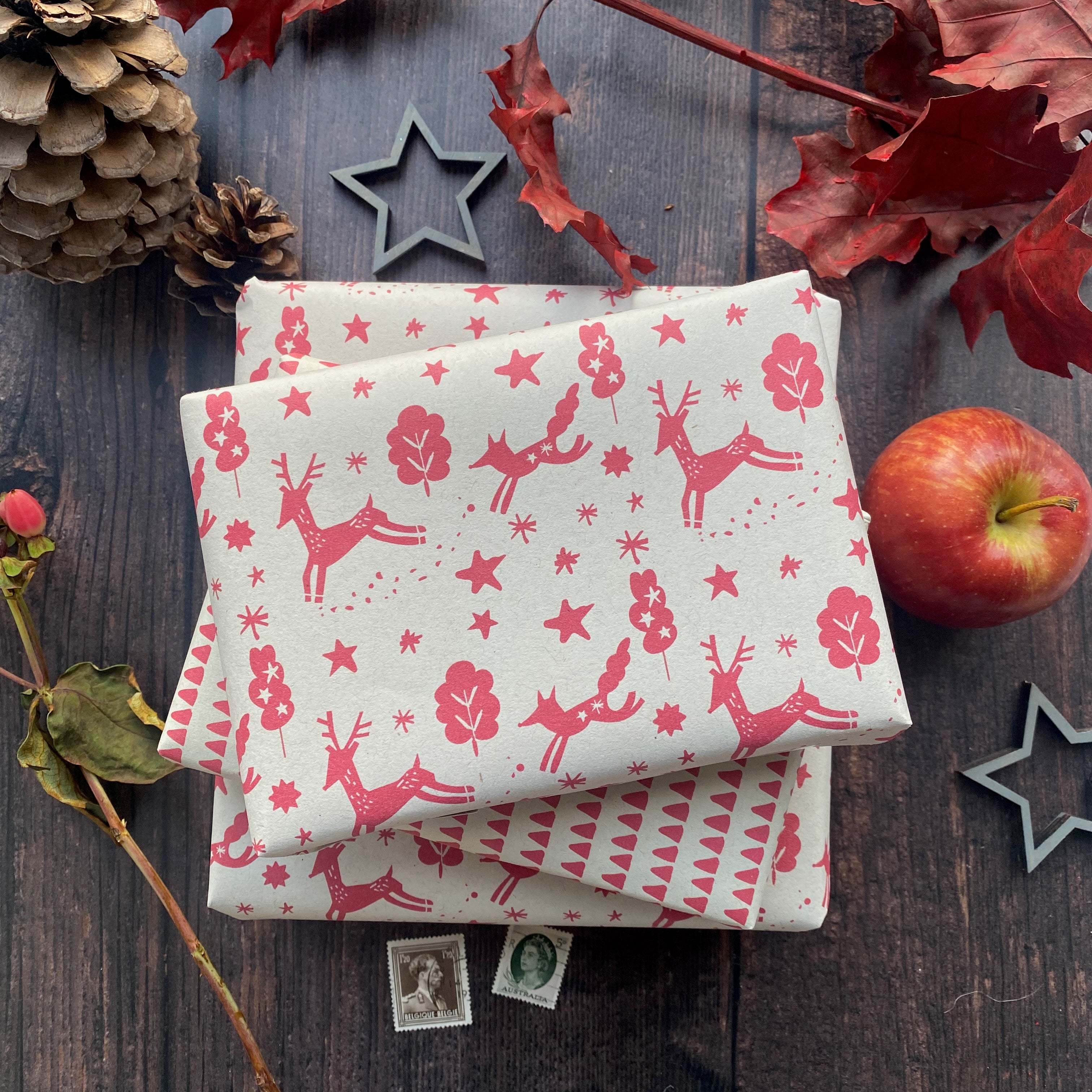 Christmas Scandi Style Paper Fibre Wrapping Paper Set