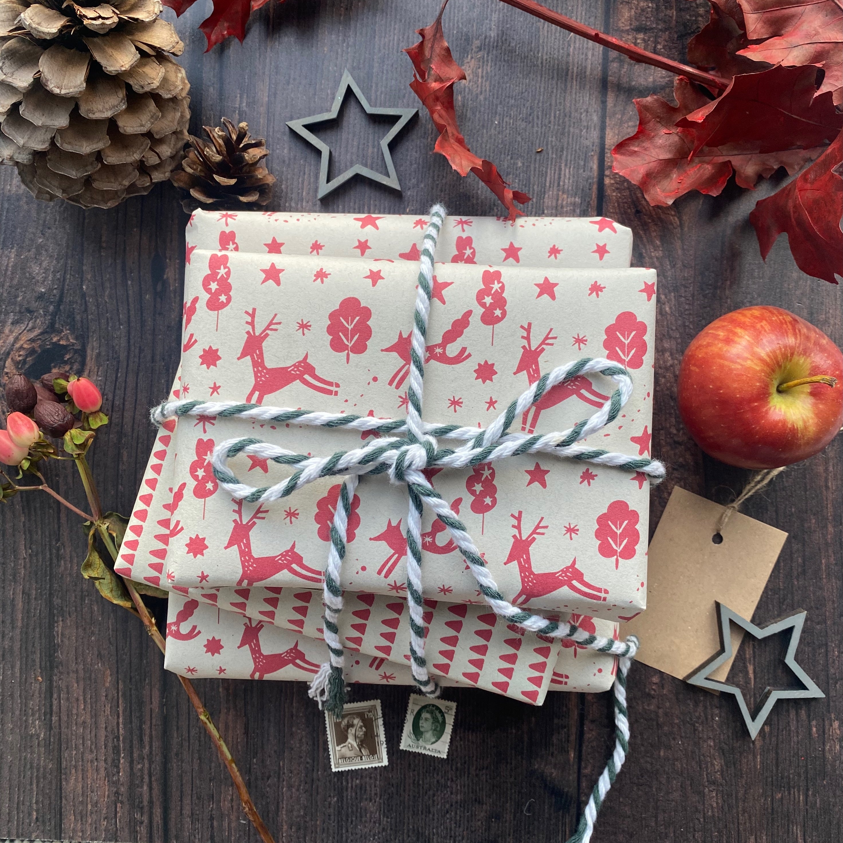 Christmas Scandi Style Paper Fibre Wrapping Paper Set