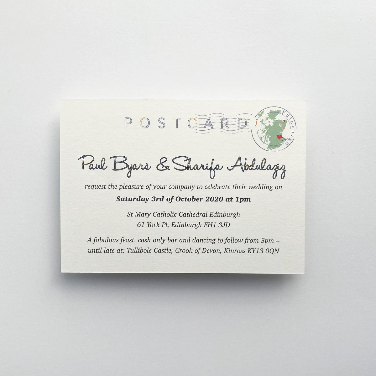 Illustrated Bespoke Map Invitation - Blue