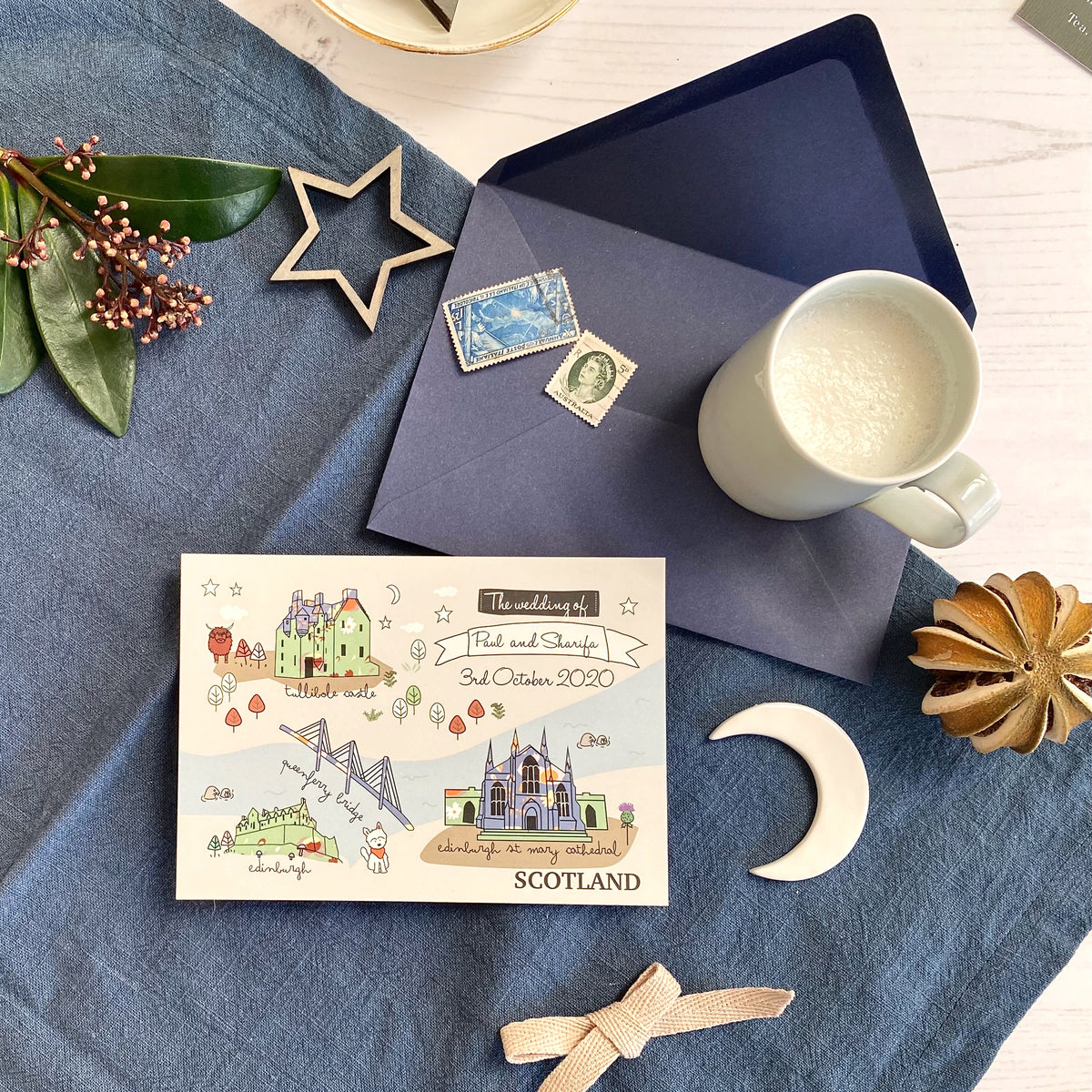 Illustrated Bespoke Map Invitation - Blue