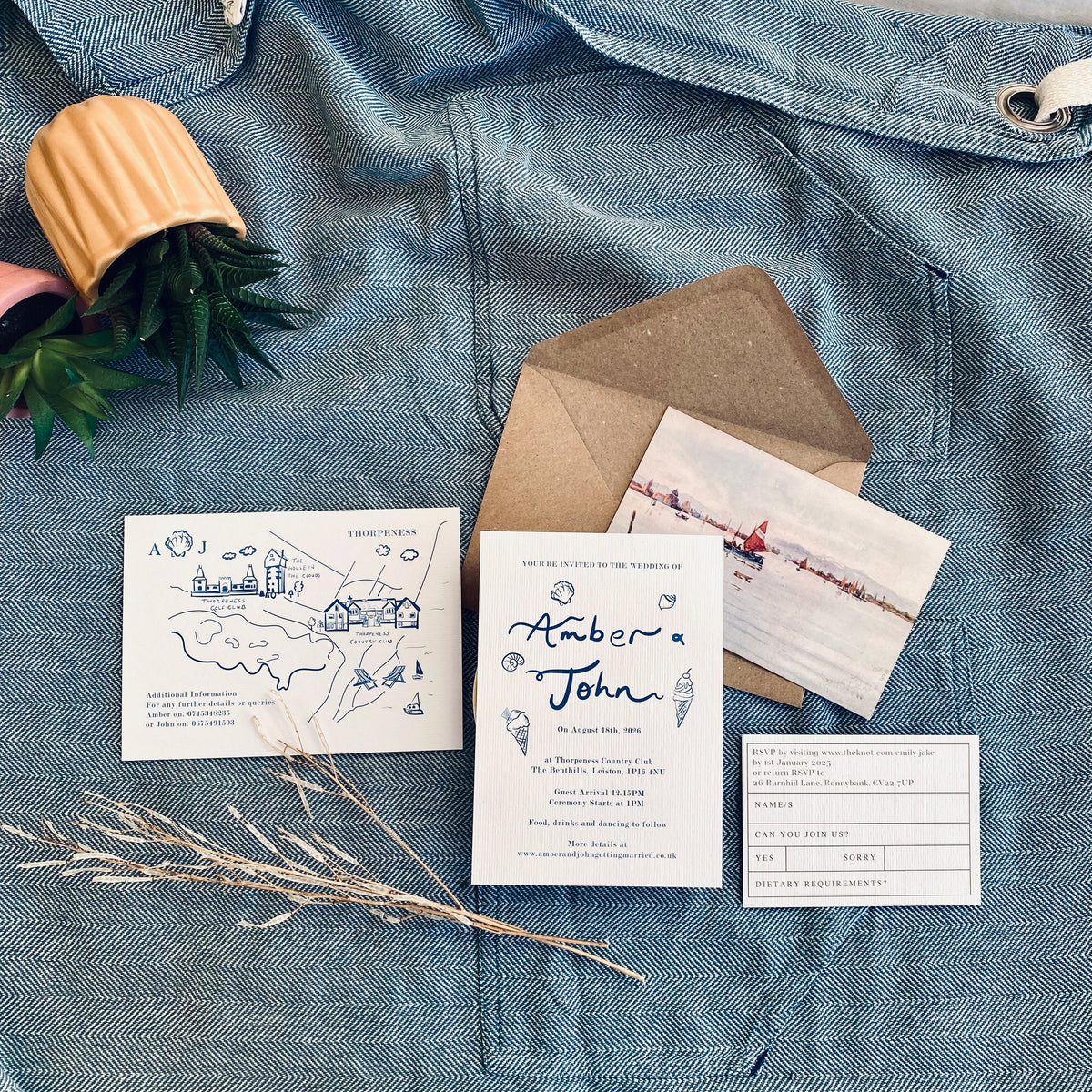 Seaside- Beach Themed Wedding Invitation Collection.