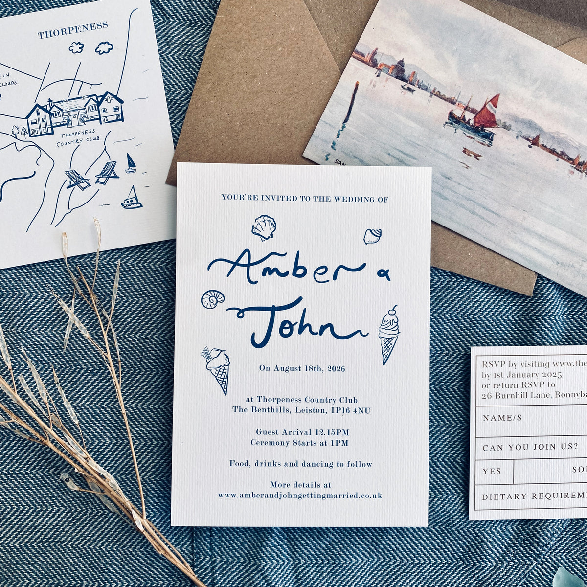 Seaside- Beach Themed Wedding Invitation Collection.