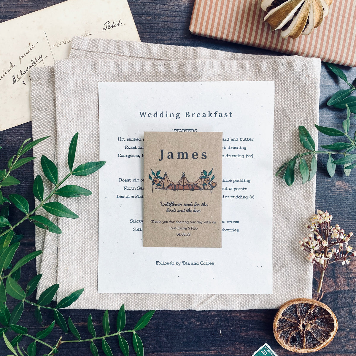 Rustic Boho Tipi Seeded Place-names