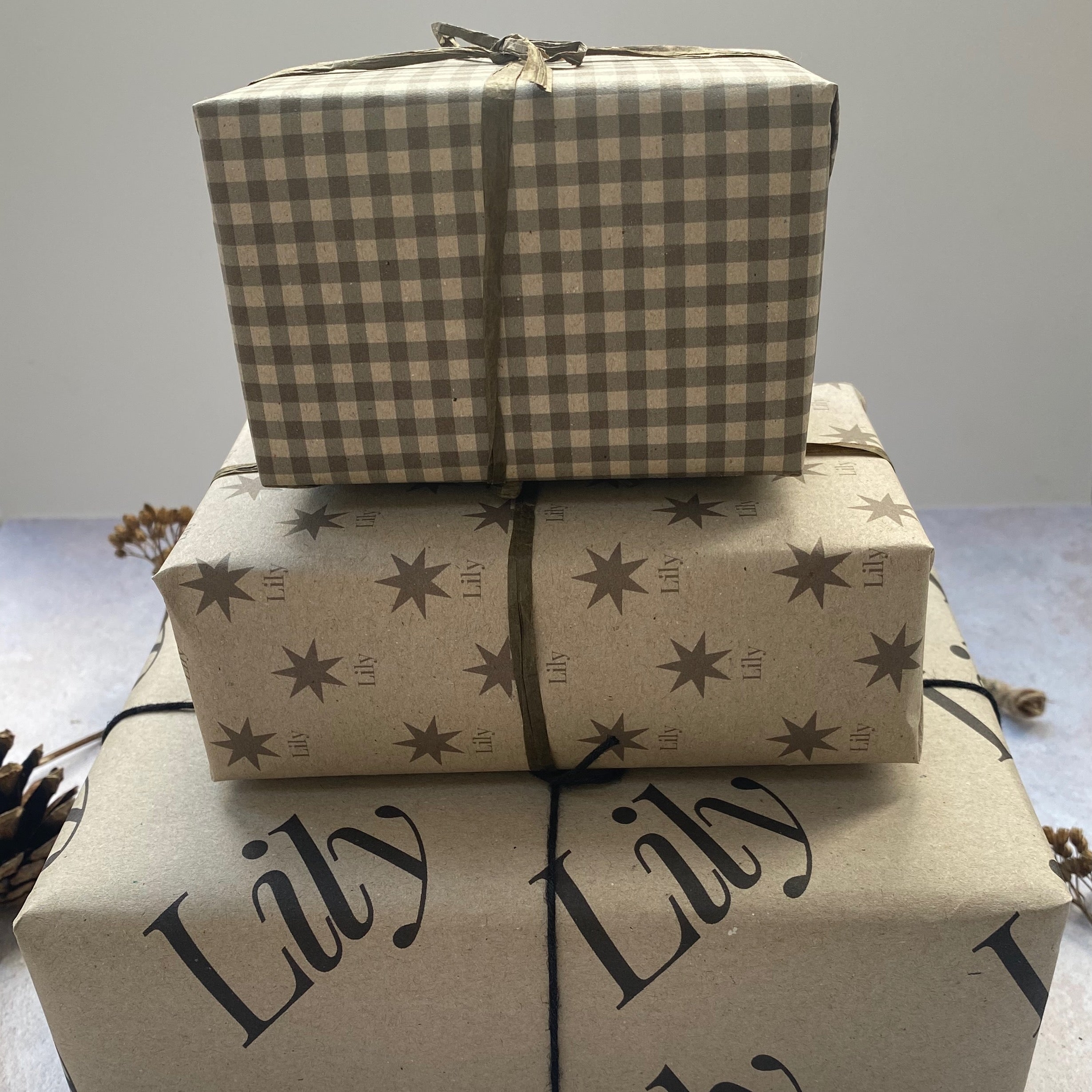 Christmas Star Personalised Paper Fibre Wrapping Paper Set