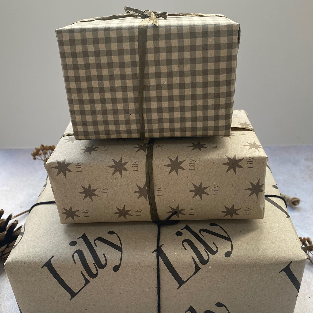 Christmas Star Personalised Paper Fibre Wrapping Paper Set