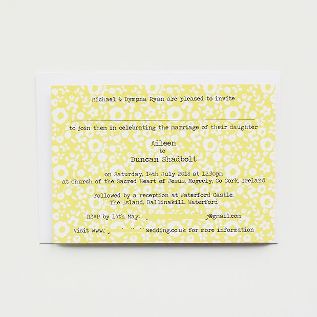 Illustrated Bespoke Map Invitation - Our Story Yellow