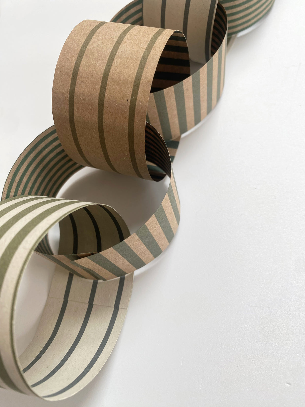 Green Stripe Paper Chain Garland Kit
