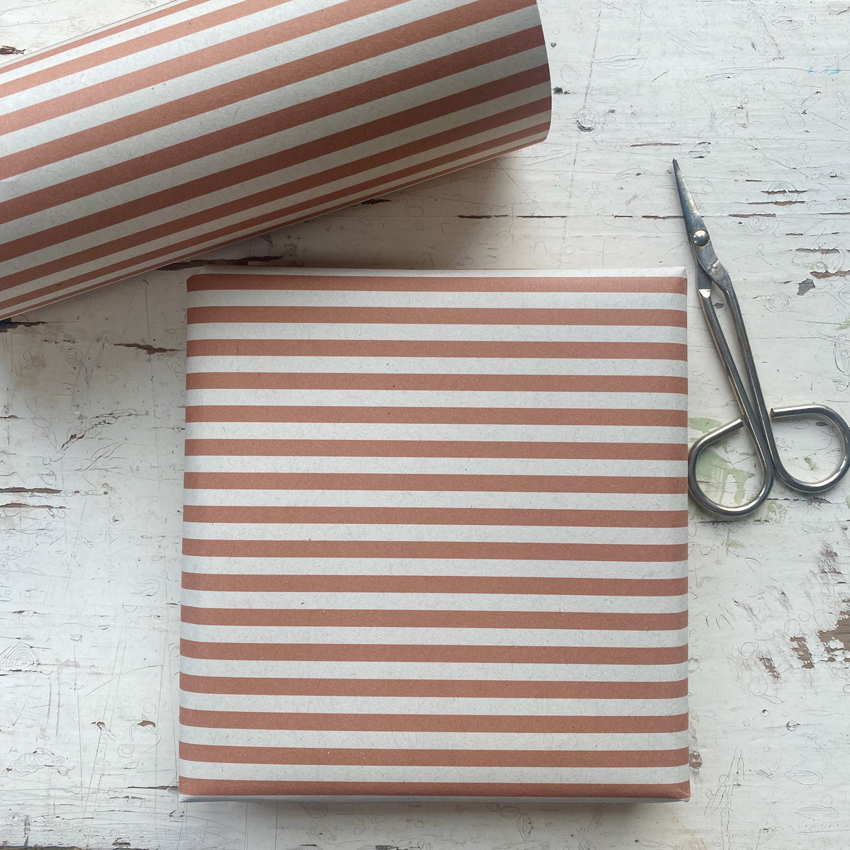 Stripe Spiced Terracotta Paper Fibre 42cm x 29.7 (A3) Size Wrapping Paper Sheet