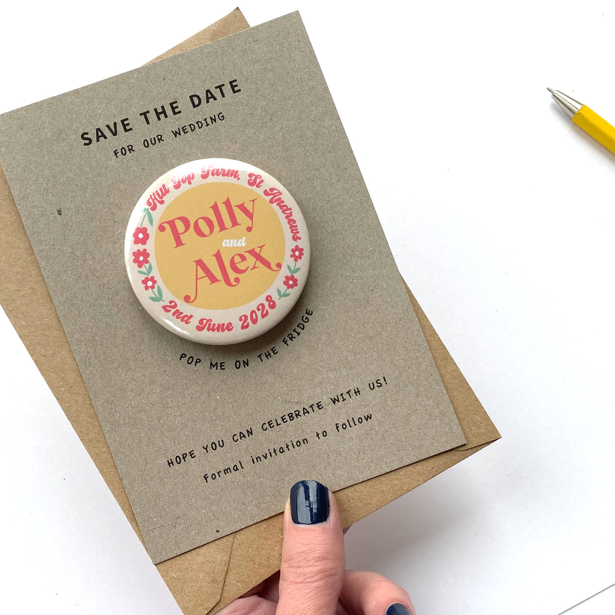 Save The Date Retro Ditsy Floral Wedding Magnet
