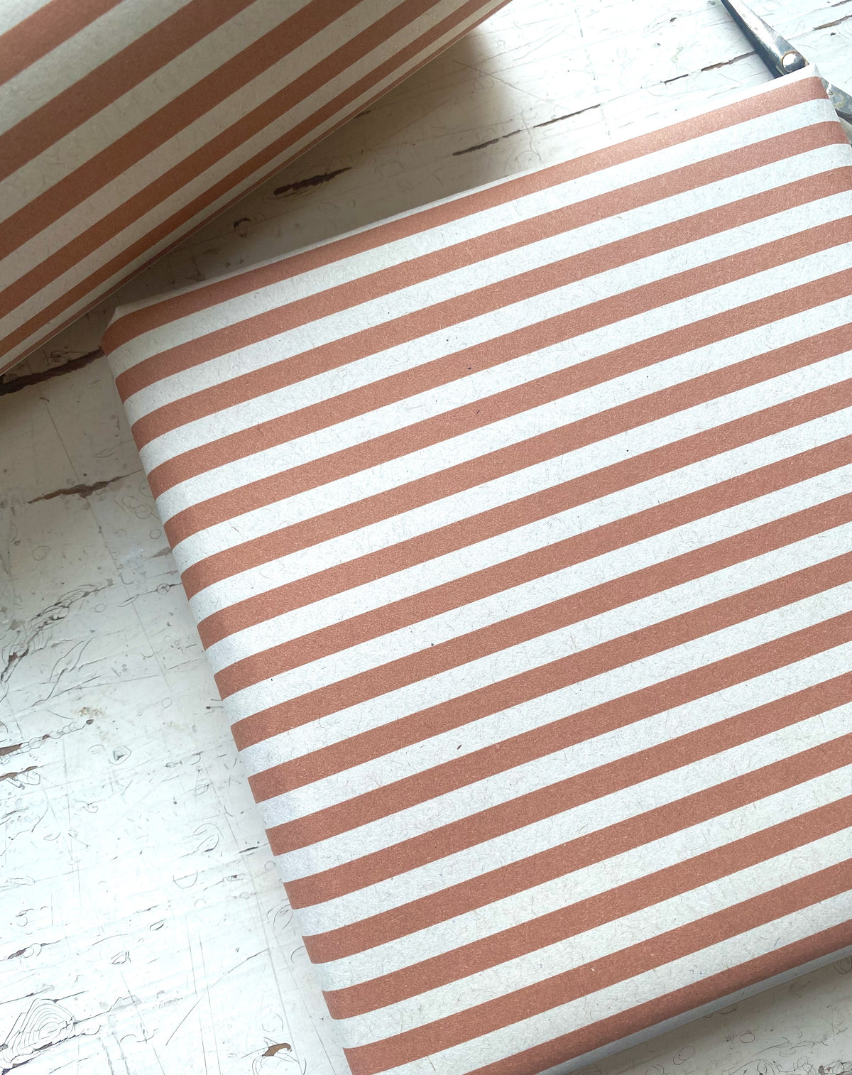 Stripe Spiced Terracotta Paper Fibre 42cm x 29.7 (A3) Size Wrapping Paper Sheet
