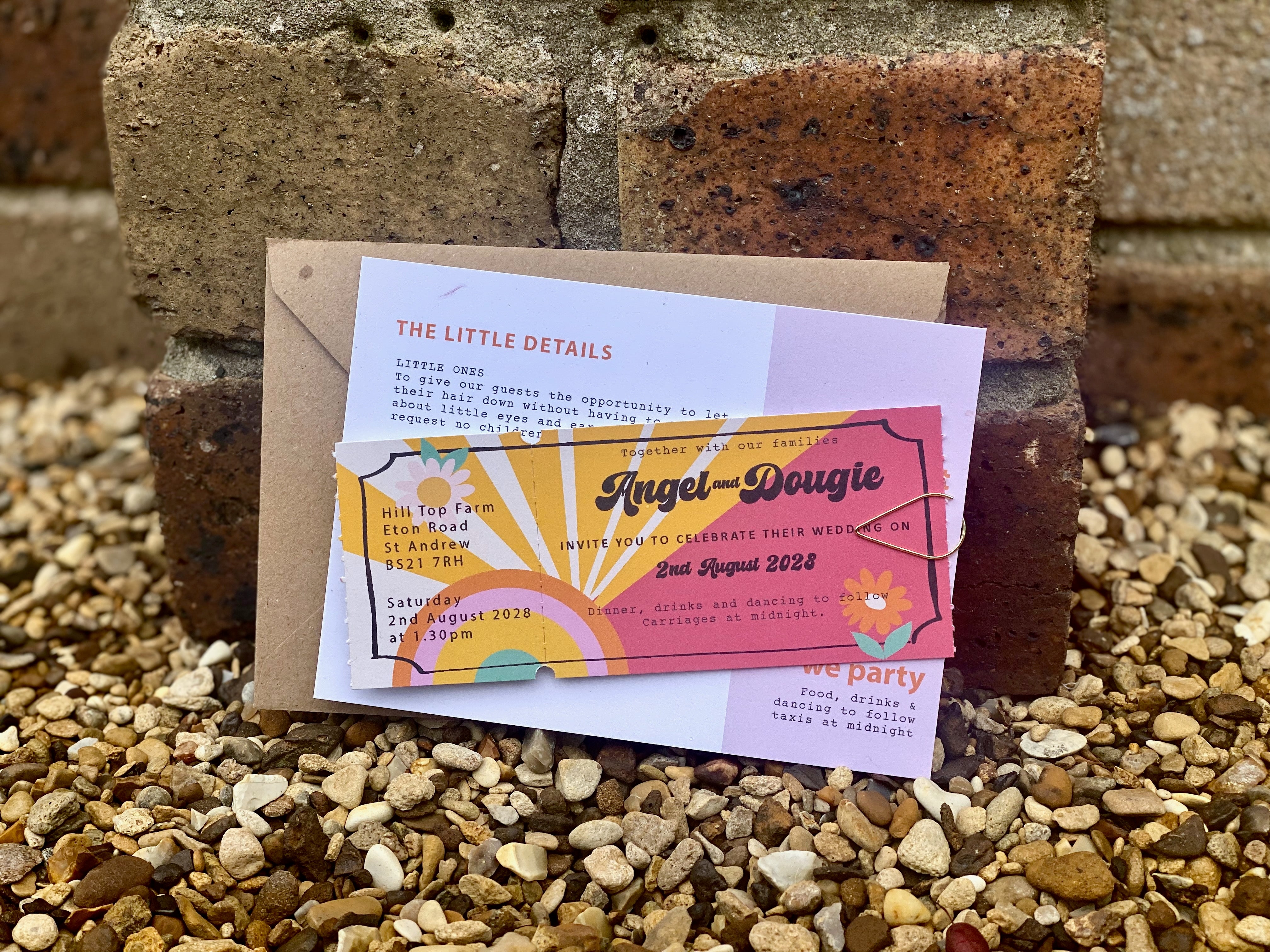 Festival Ticket Wedding Invitation - Rainbow