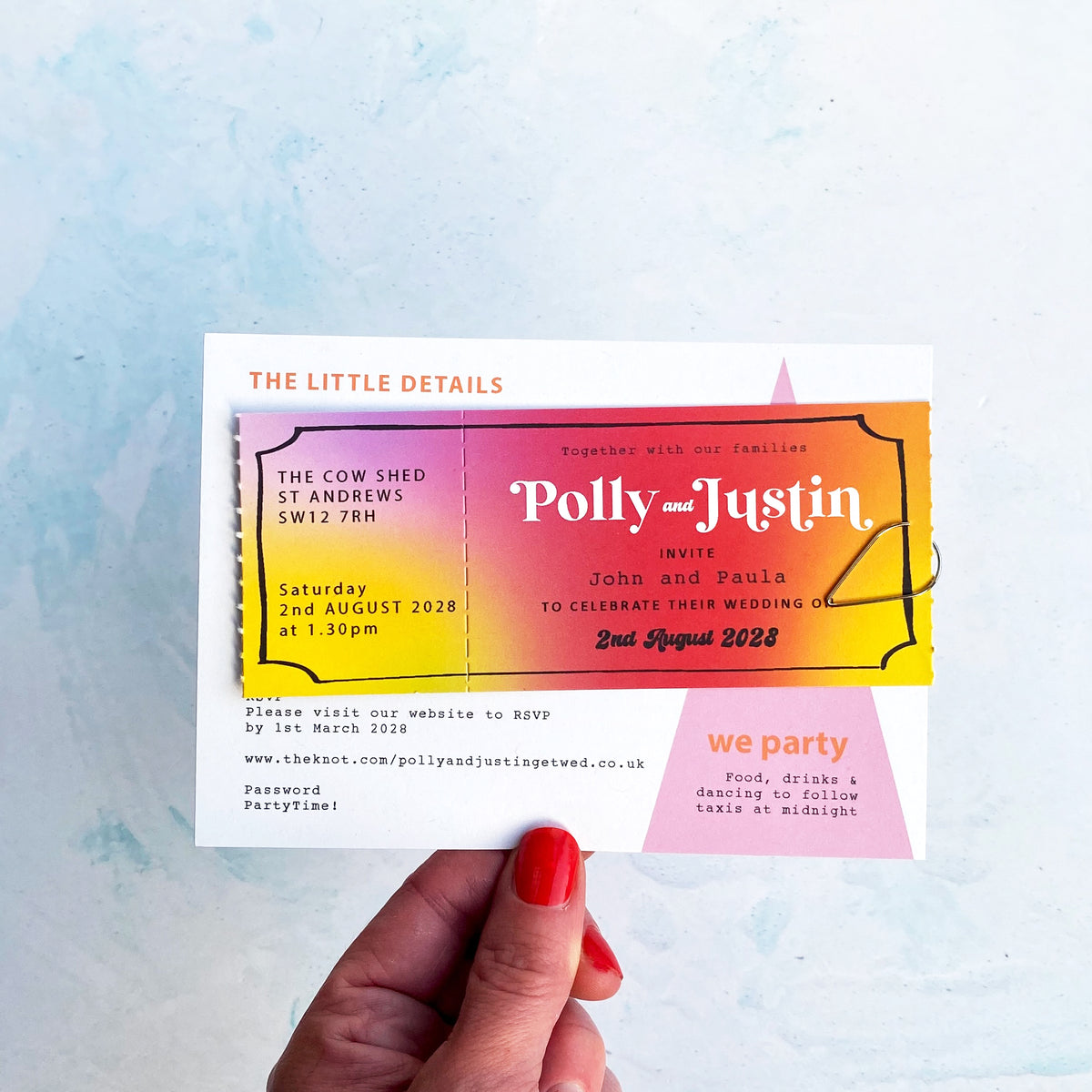 Festival Ticket Wedding Invitation - Retro